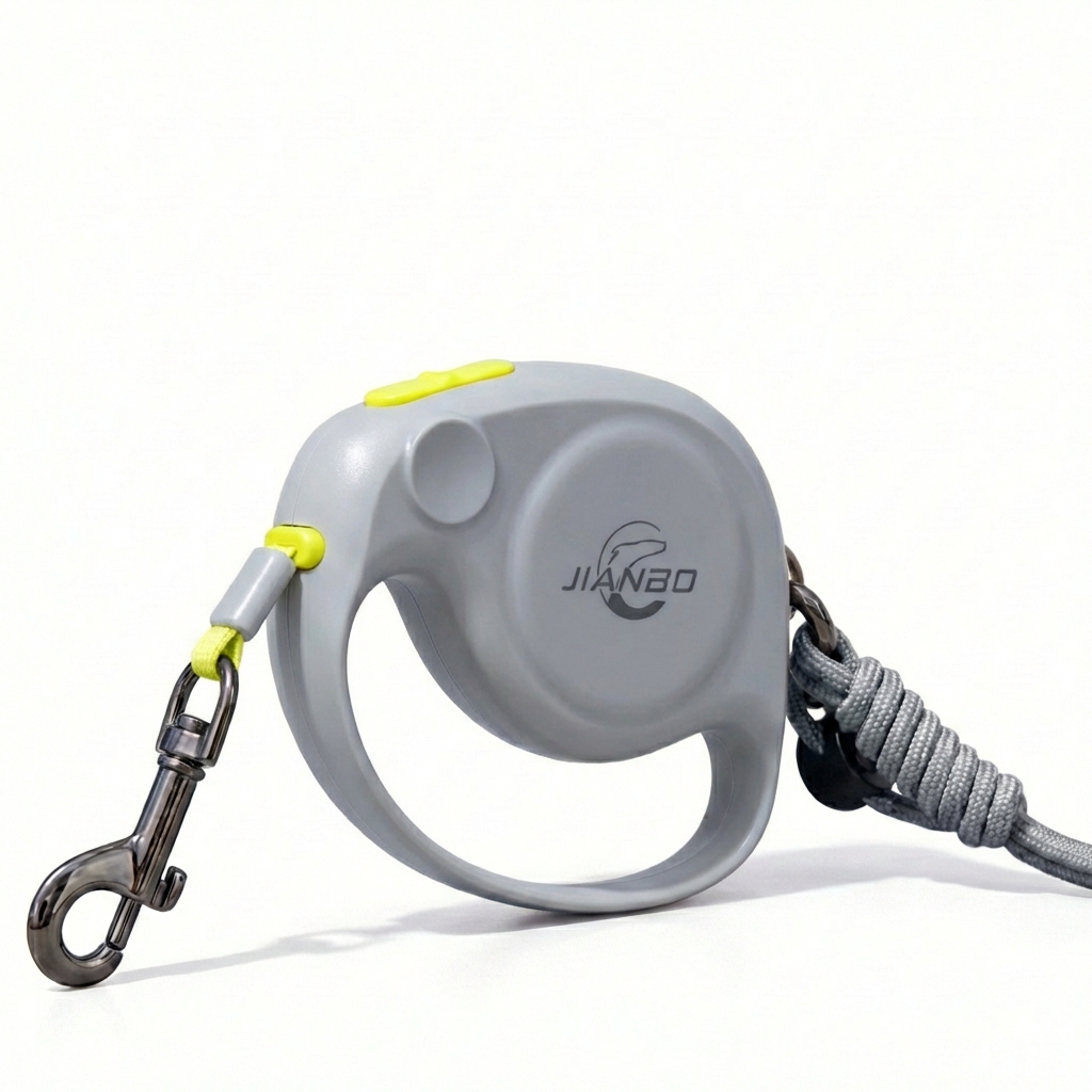 Levně Mini samonavíjecí vodítko pro psy 2m šedé odolné design slon