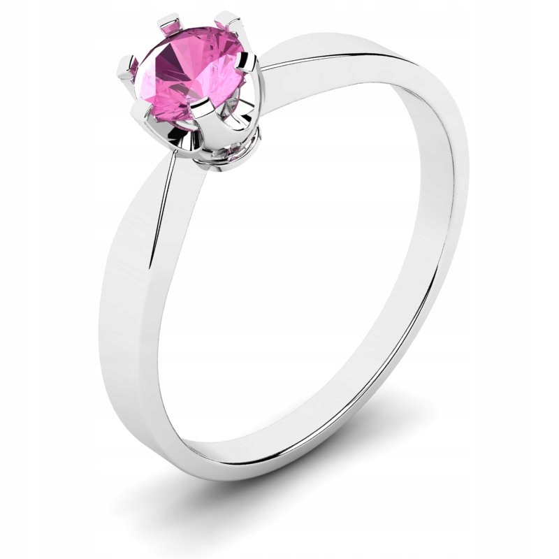 

Pierścionek Białe Złoto Z Różową Cyrkonią 5MM