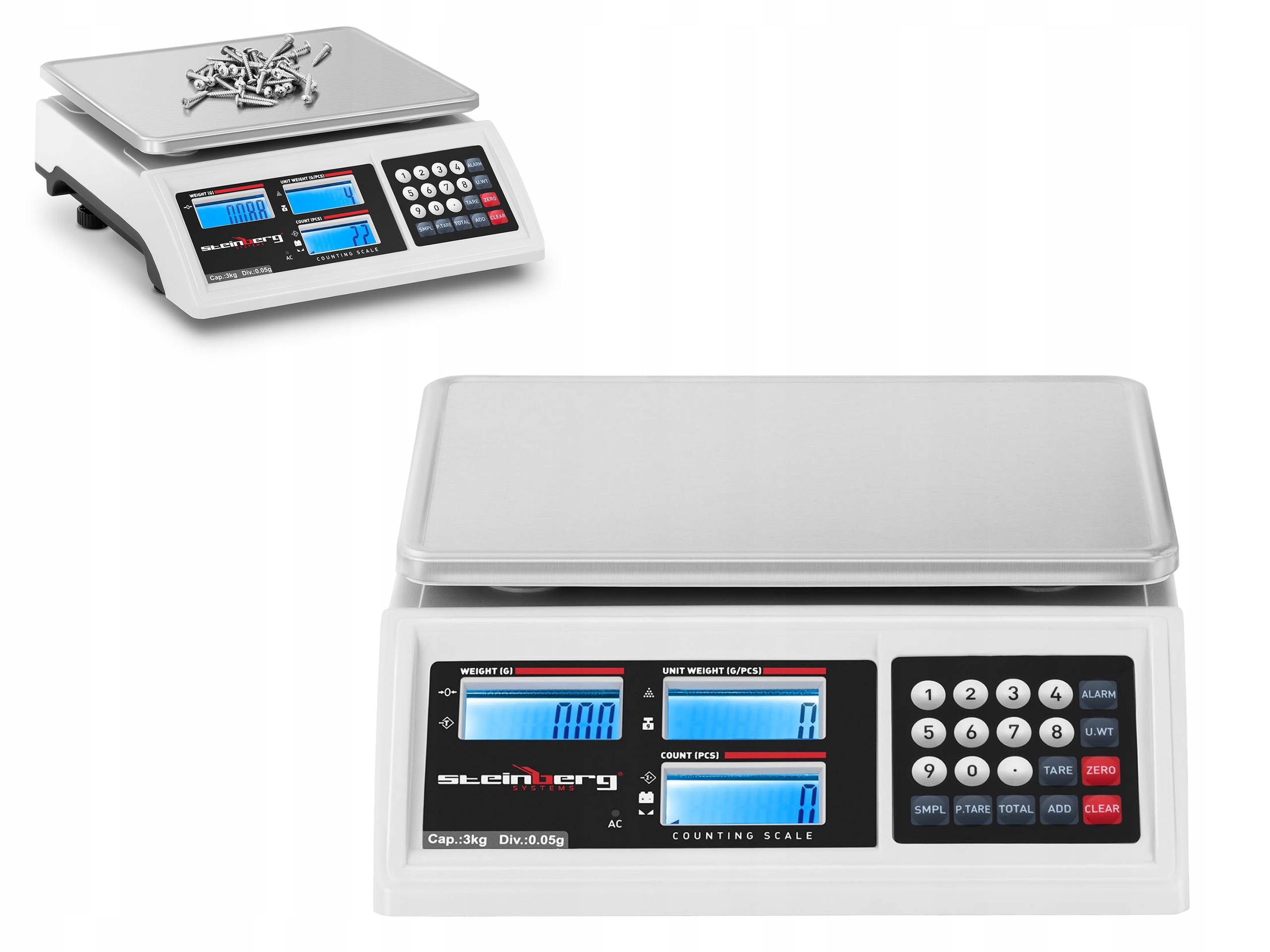 

Waga Zliczająca Sztuki 3kg/0,05g 3 x LCD Przenośna