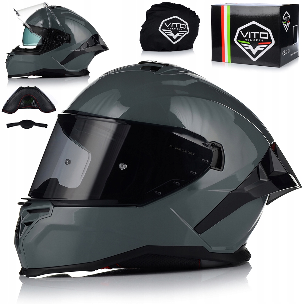 Motocyklová Prilba Vito Presto Aero Nardo Sivý Systém Pinlock Clona