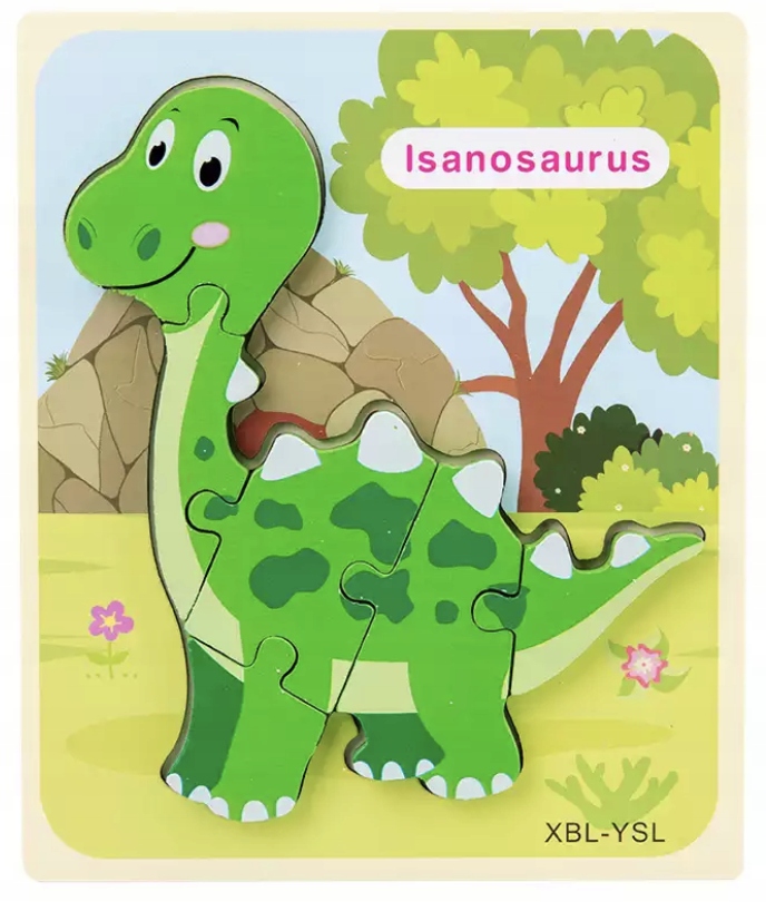 Puzzle 3d drewniane układanka puzzle Montessori dinozaury