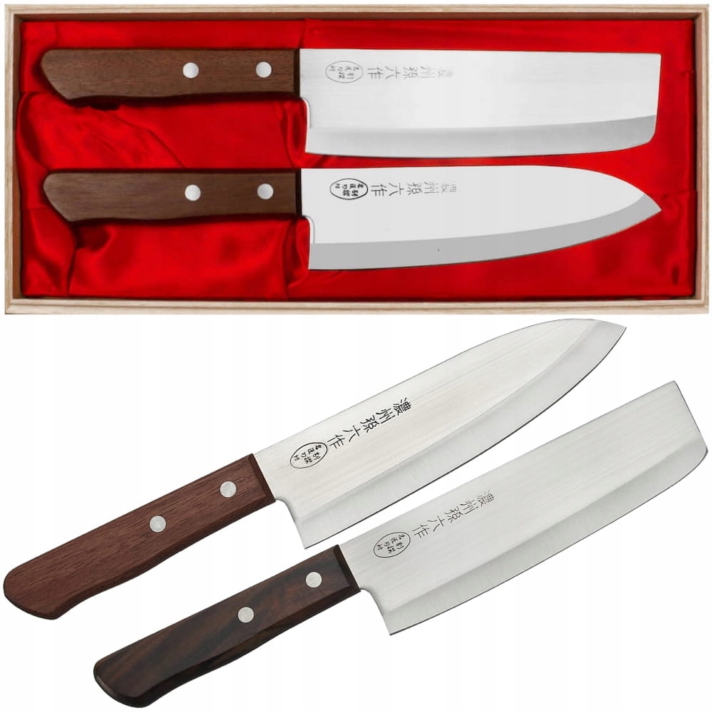 Satake Tomoko 420J2 Japonský set nožov Santoku 17 cm a Nakiri 16 cm v puzdre