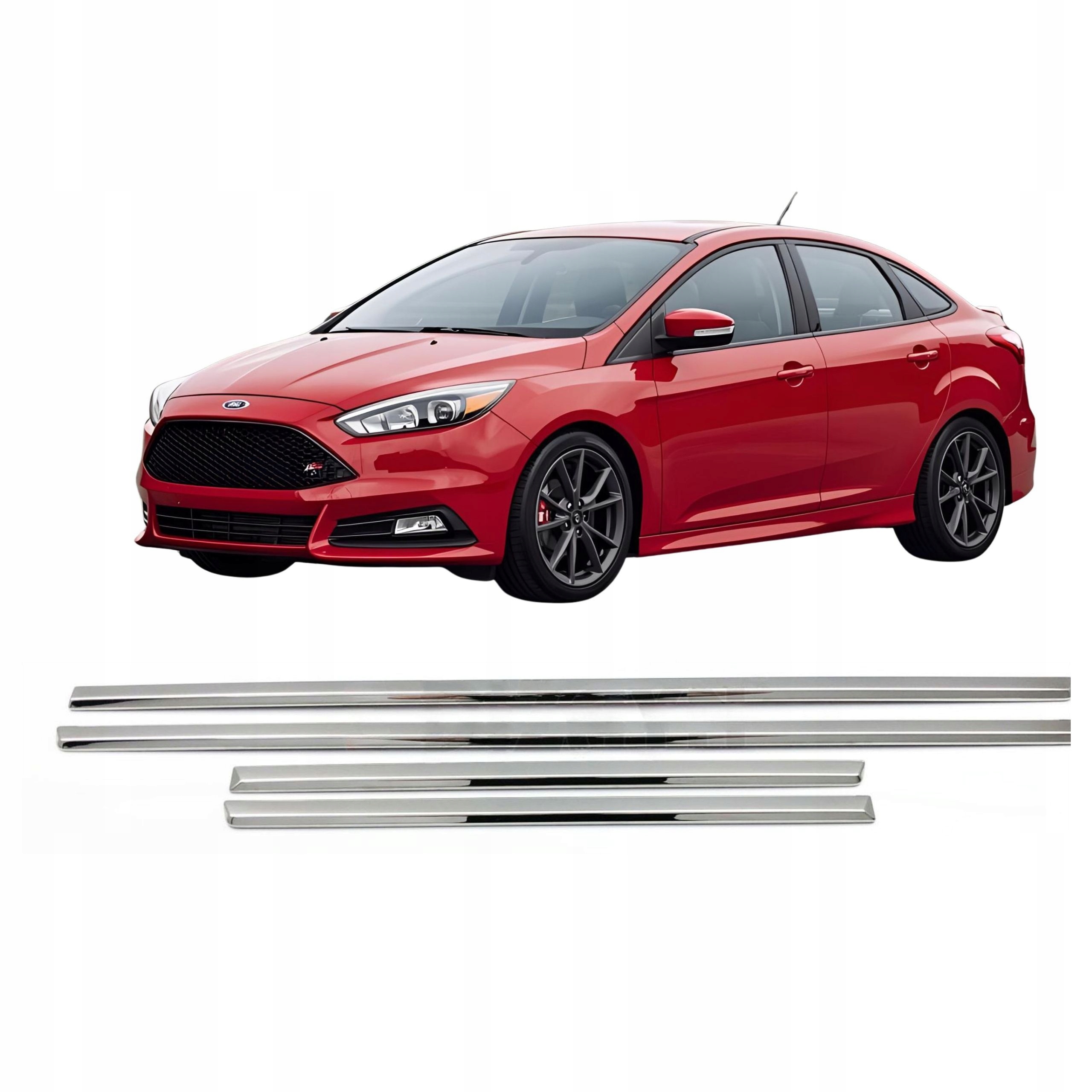 Boční lišty na dveře nerezová ocel chrom Ford Focus 2011-2017 Sedan