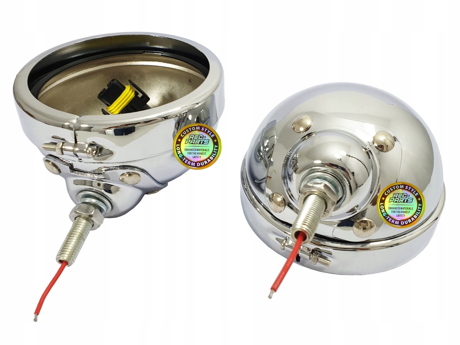 Klosze Obudowy Lamp Bocznych Led 4,5 Cali Chrom Do Harley Chopper Lightbar