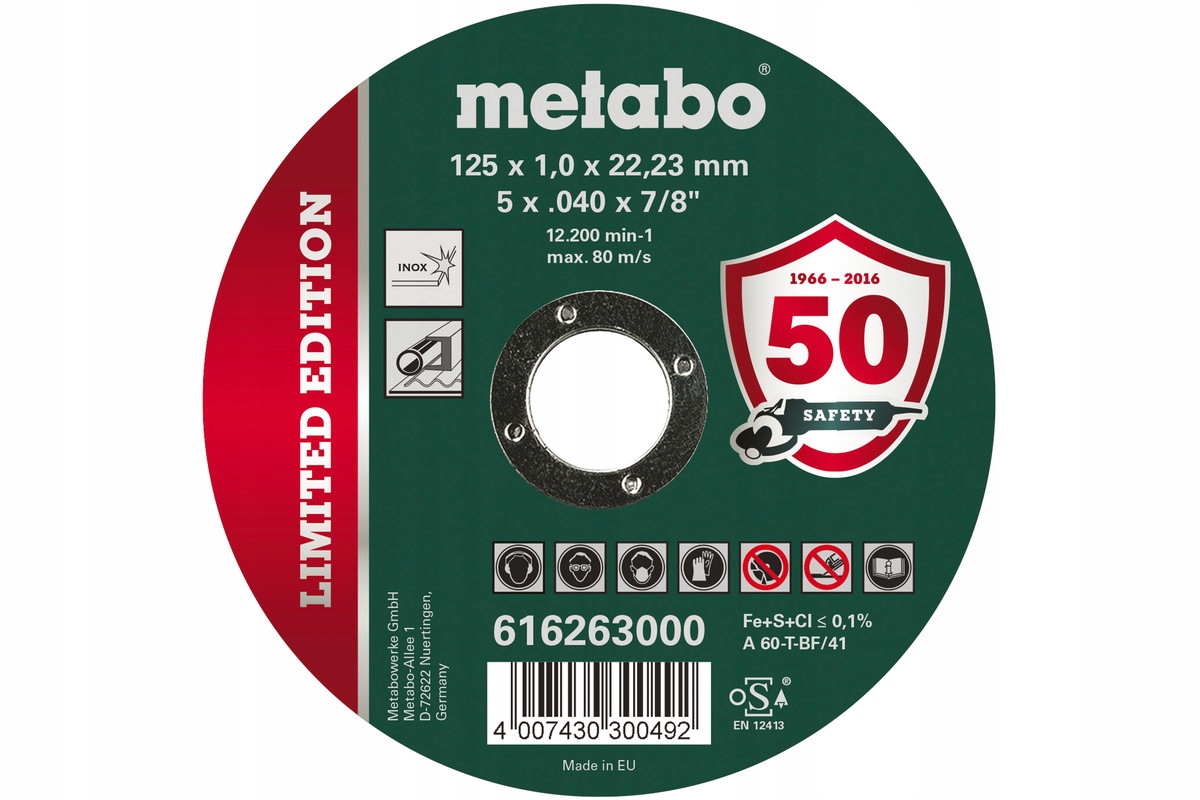 Tarcza tnąca Metabo 616263000 stal nierdzewna 125/1,0/22,23 op10szt