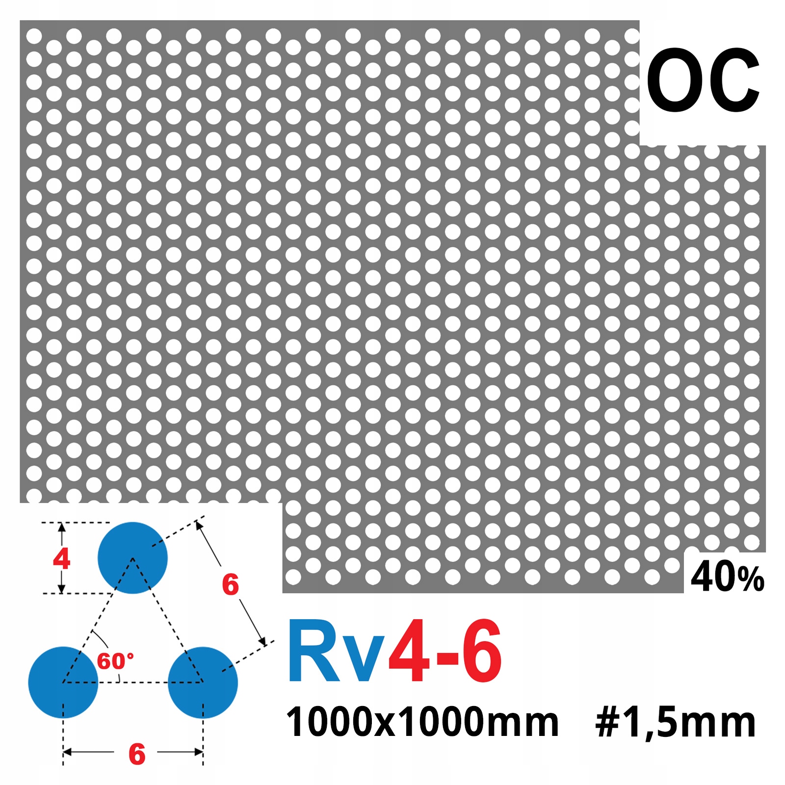 BLACHA PERFOROWANA 1000 x 1000 OC 1,5 mm 4-6 KOŁA Marka Metal-tech