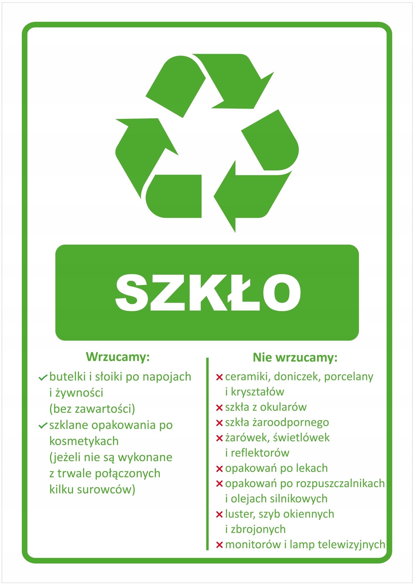 

Naklejka Recykling ~A4 Szkło -folia wodoodporna