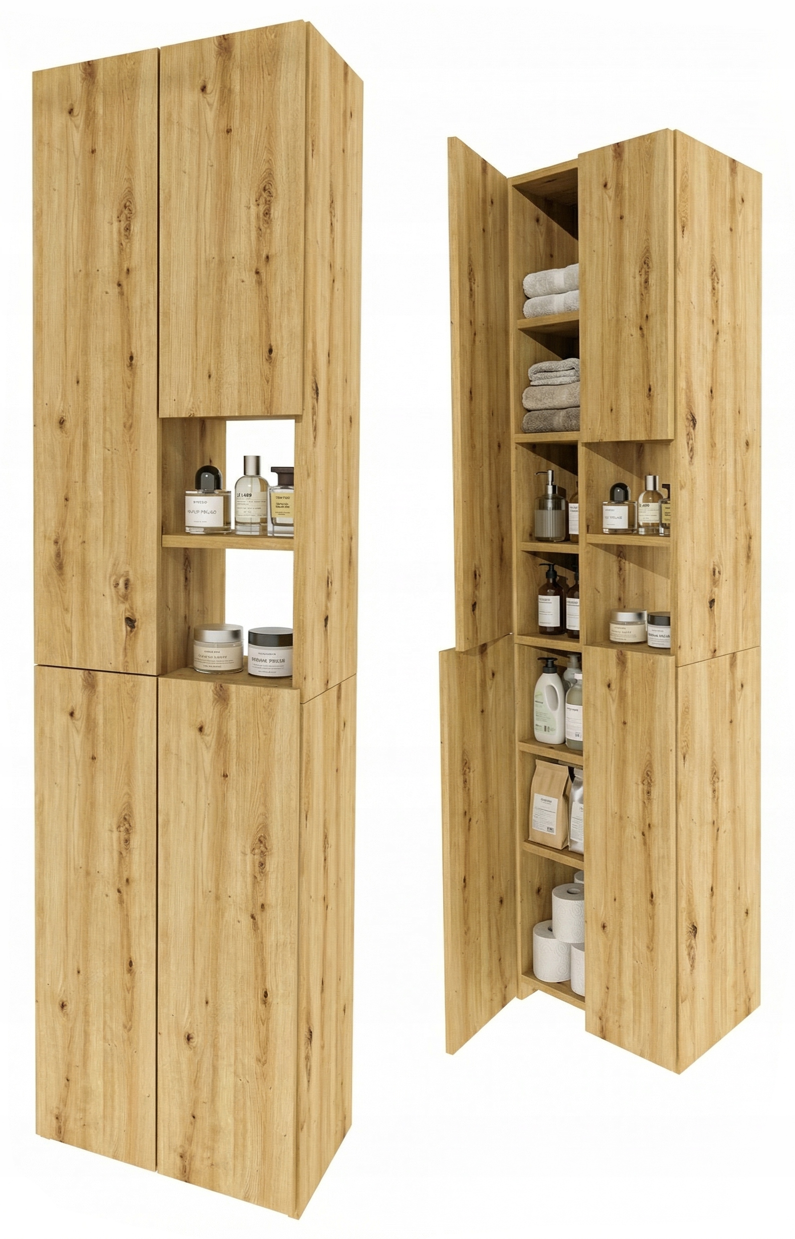 Koupelnová skříňka stojící sloupek koupelnová úzká policová police Dub Artisan