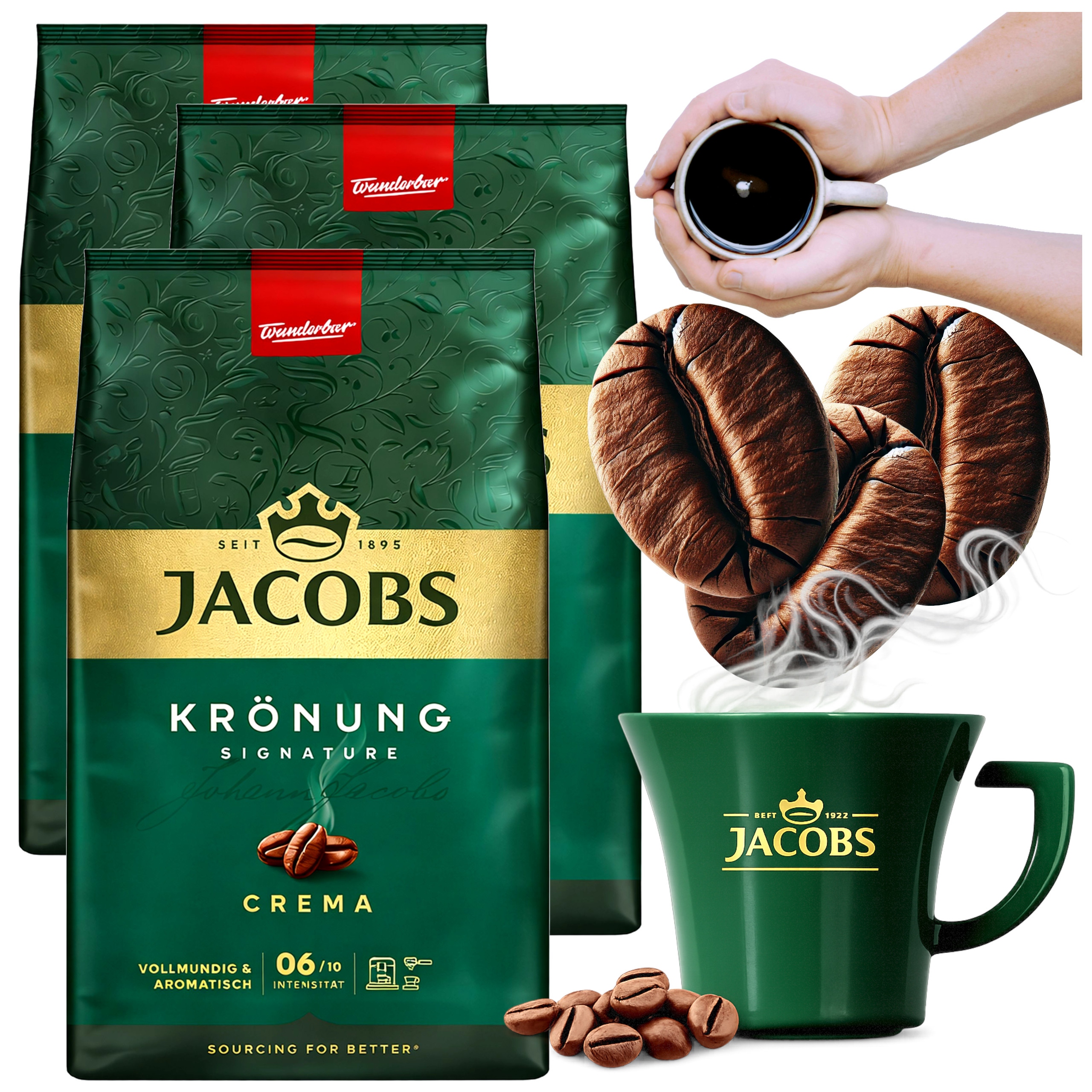 Kawa Ziarnista Jacobs 1KG x3 Palona Kronung Caffe Crema 3000 g Do Ekspresu
