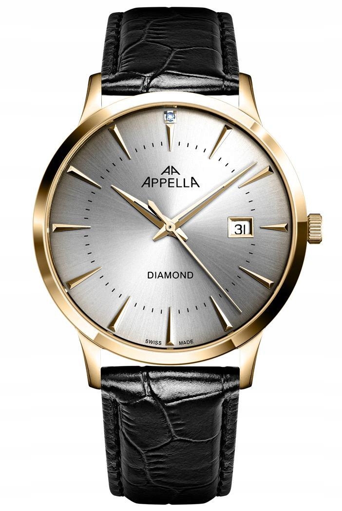 Nowy Zegarek męski Appella L12003.1297DQ Diamond data grawer