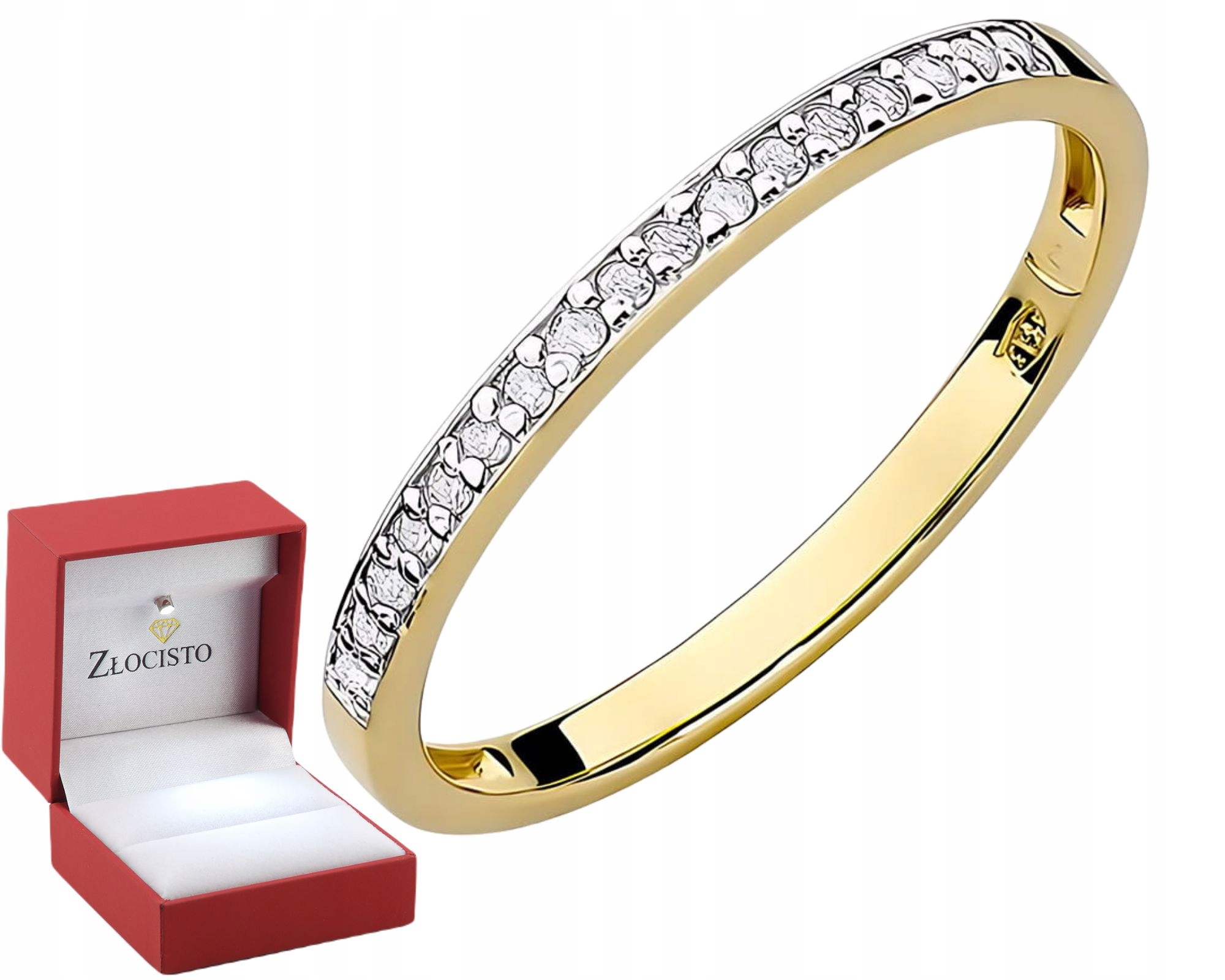 Złoty Pierścionek Obrączka Płaska Diamenty Lab Kruszec 585