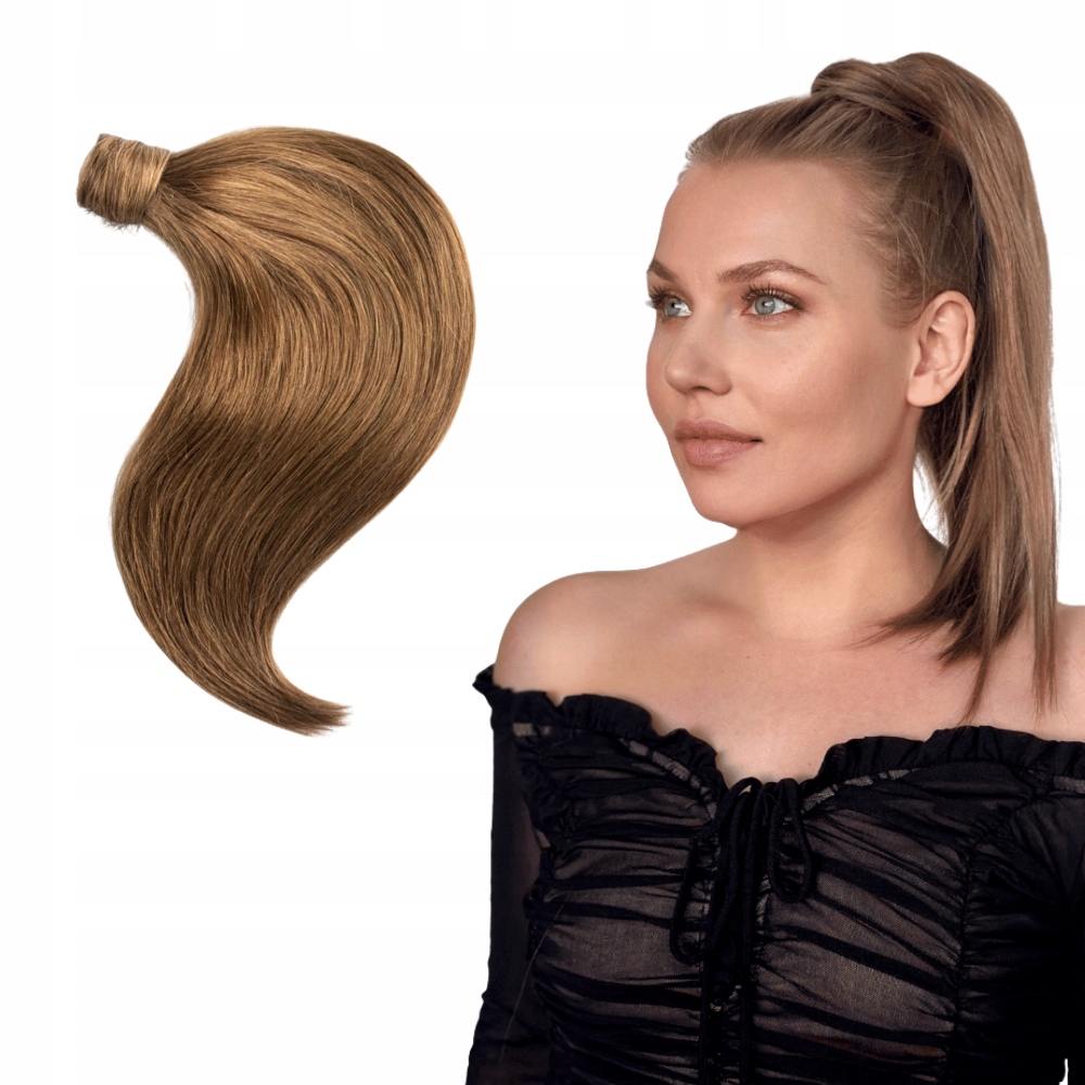 Viralowy doczepiany krótki Kucyk 40 cm włosy ludzkie lekka kitka doczepy