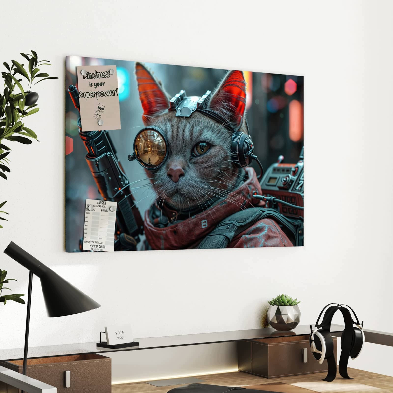 Magnetická tabule Kybernetický-kočka 60 × 40 cm