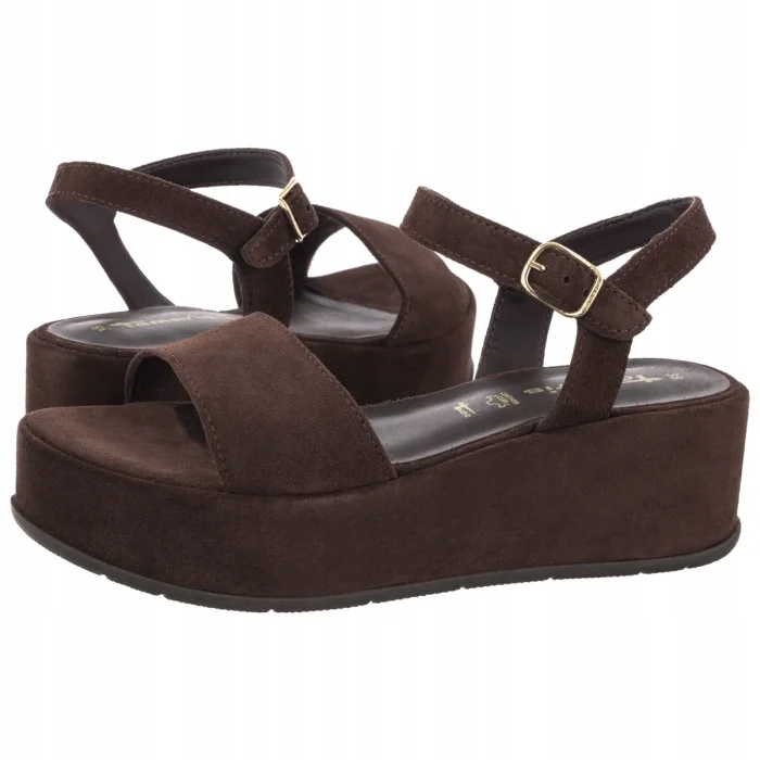 Dámské sandály na podpatku Tamaris Hnědé 1-28020 Mocca Suede