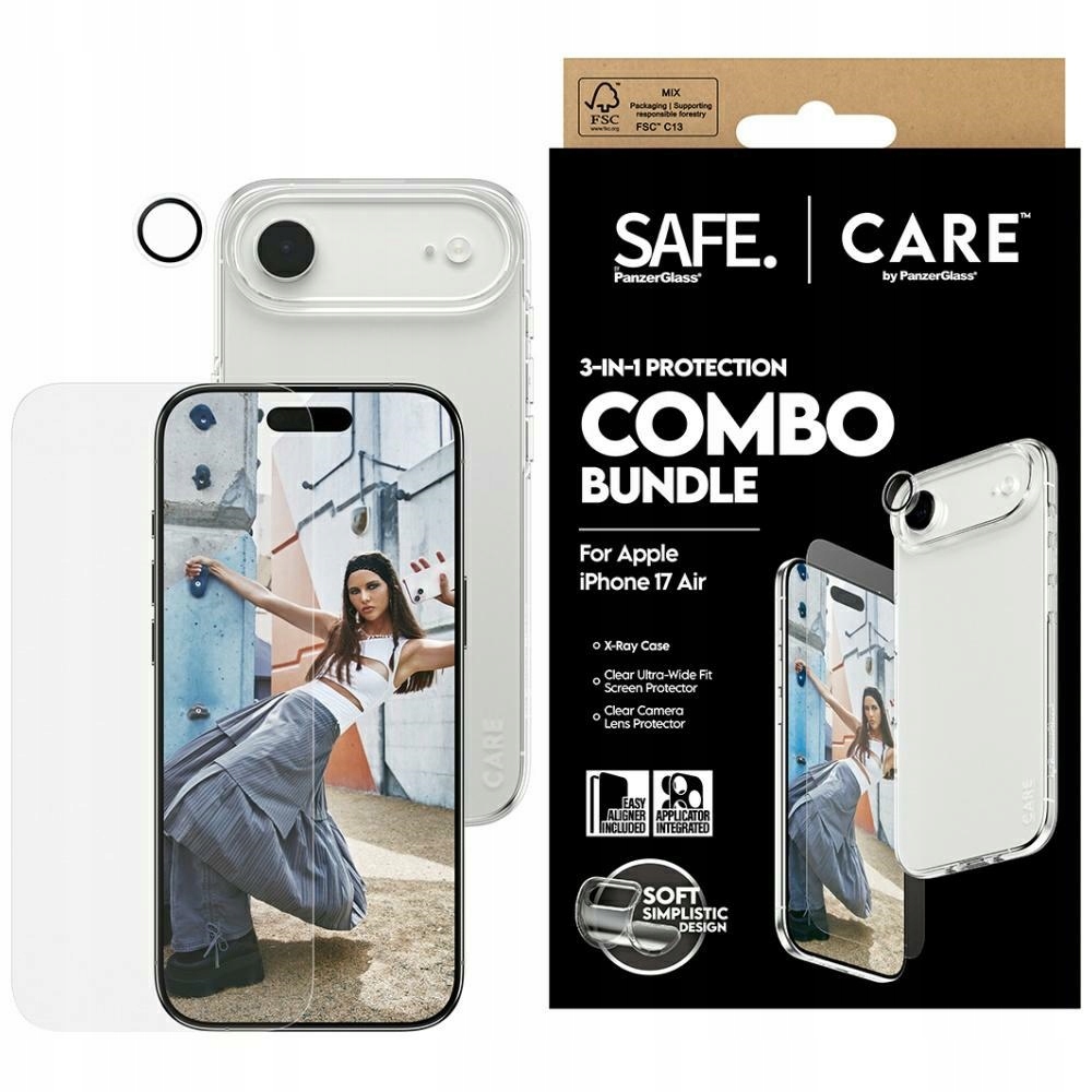 Ochranná sada Care od PanzerGlass Fashionable Combo 3v1 pre iPhone Air