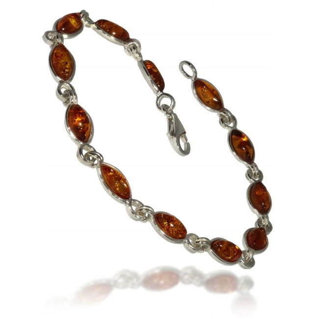 

Bransoletka Srebrna Z Bursztynem - Srebro Bursztyn