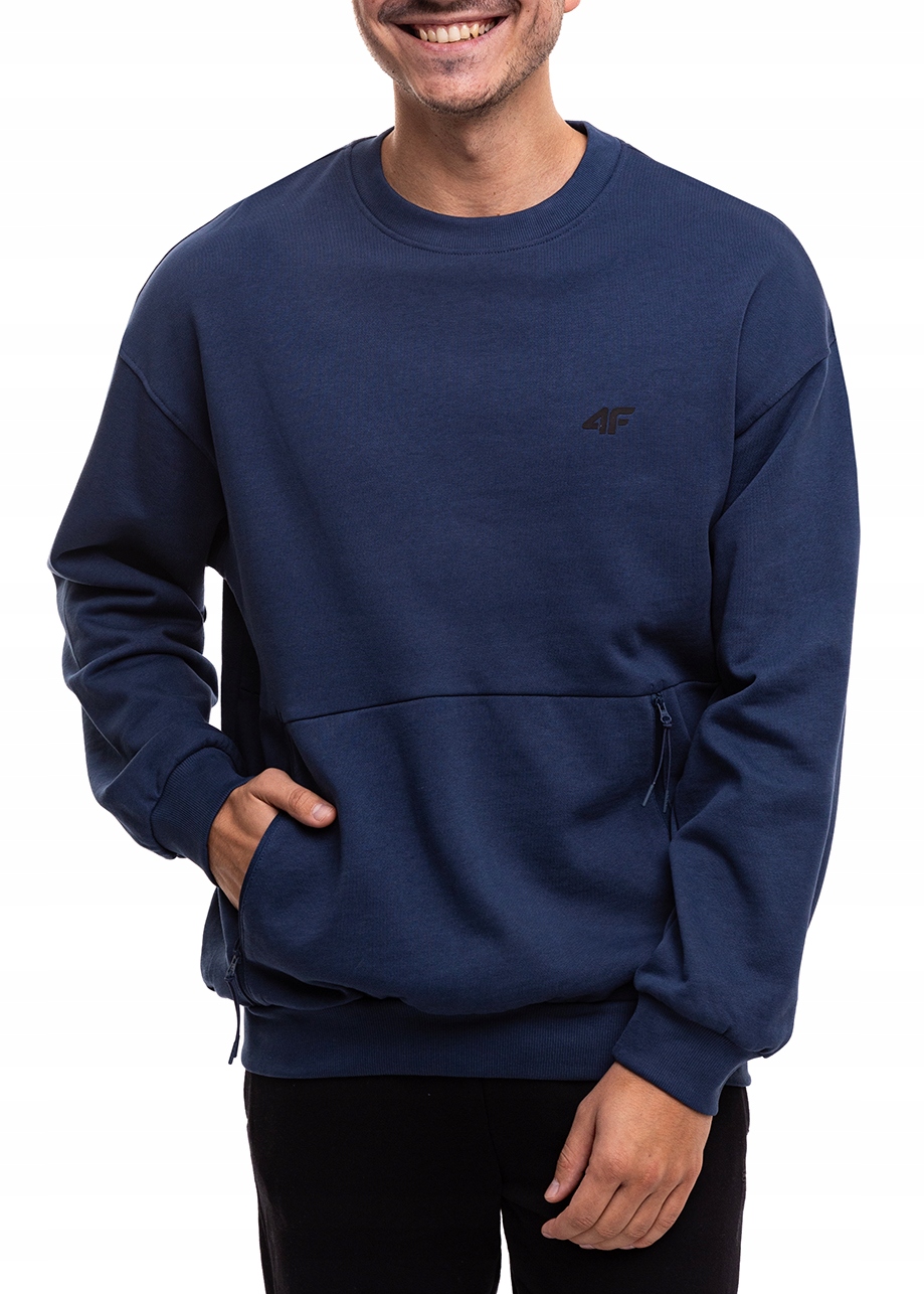 Bluza Męska 4F Dresowa Oversize Bawełniana bez Kaptura Kangurka roz. XL