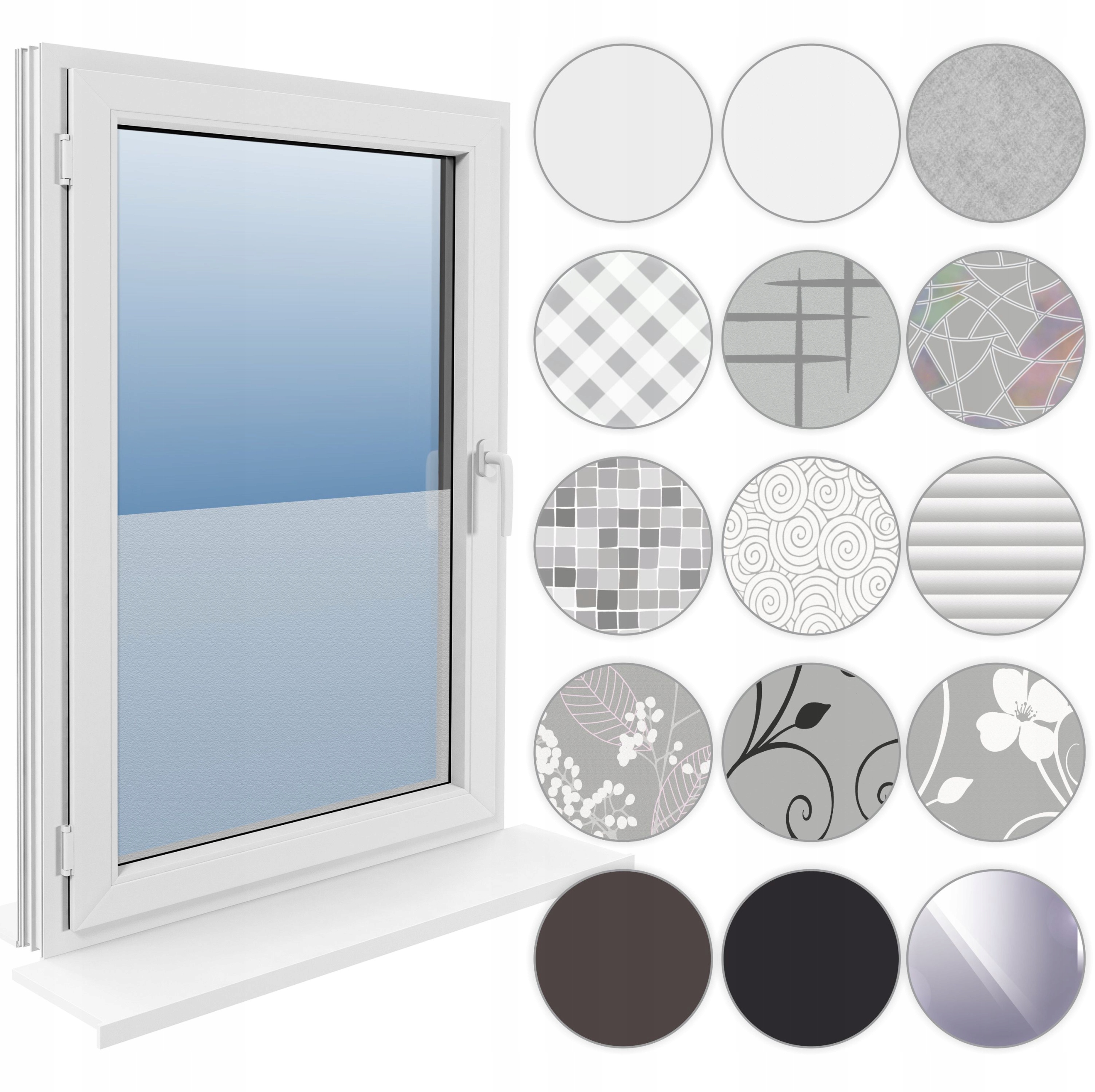 Статическая оконная пленка 60X150 молочные цветы полосы узоры шпон