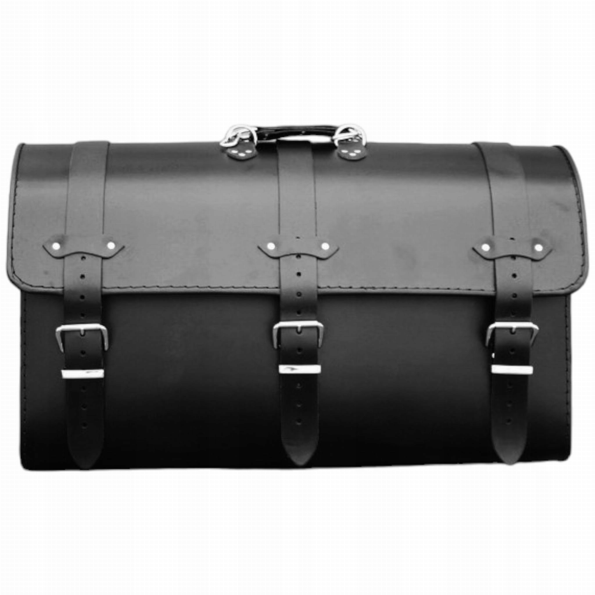 Kufřík na motorku Kožený Černý 48 Litrů 2 helmy