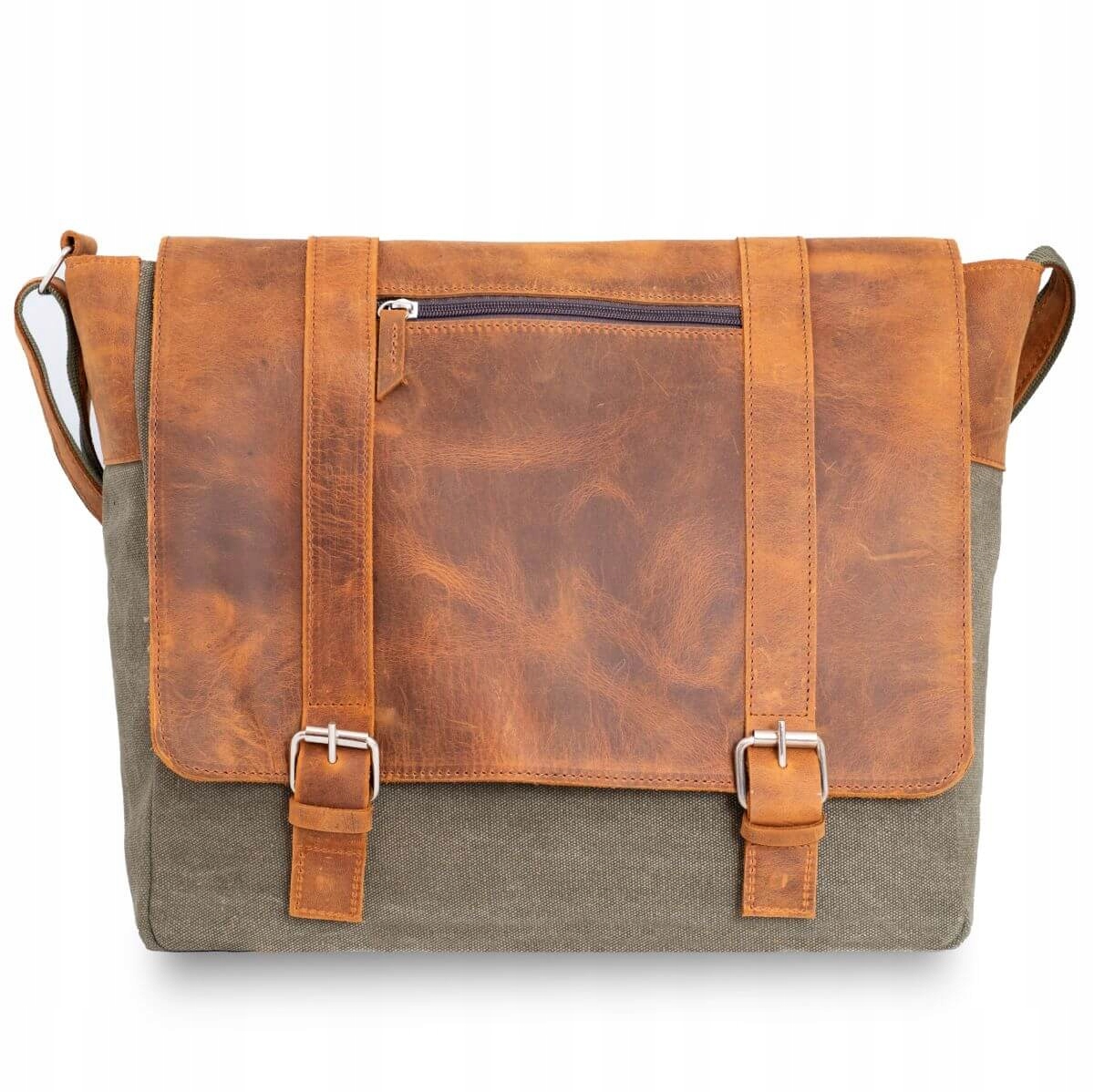 Vintage pánská kožená taška Canvas Zelená a kůže Belveder BC61
