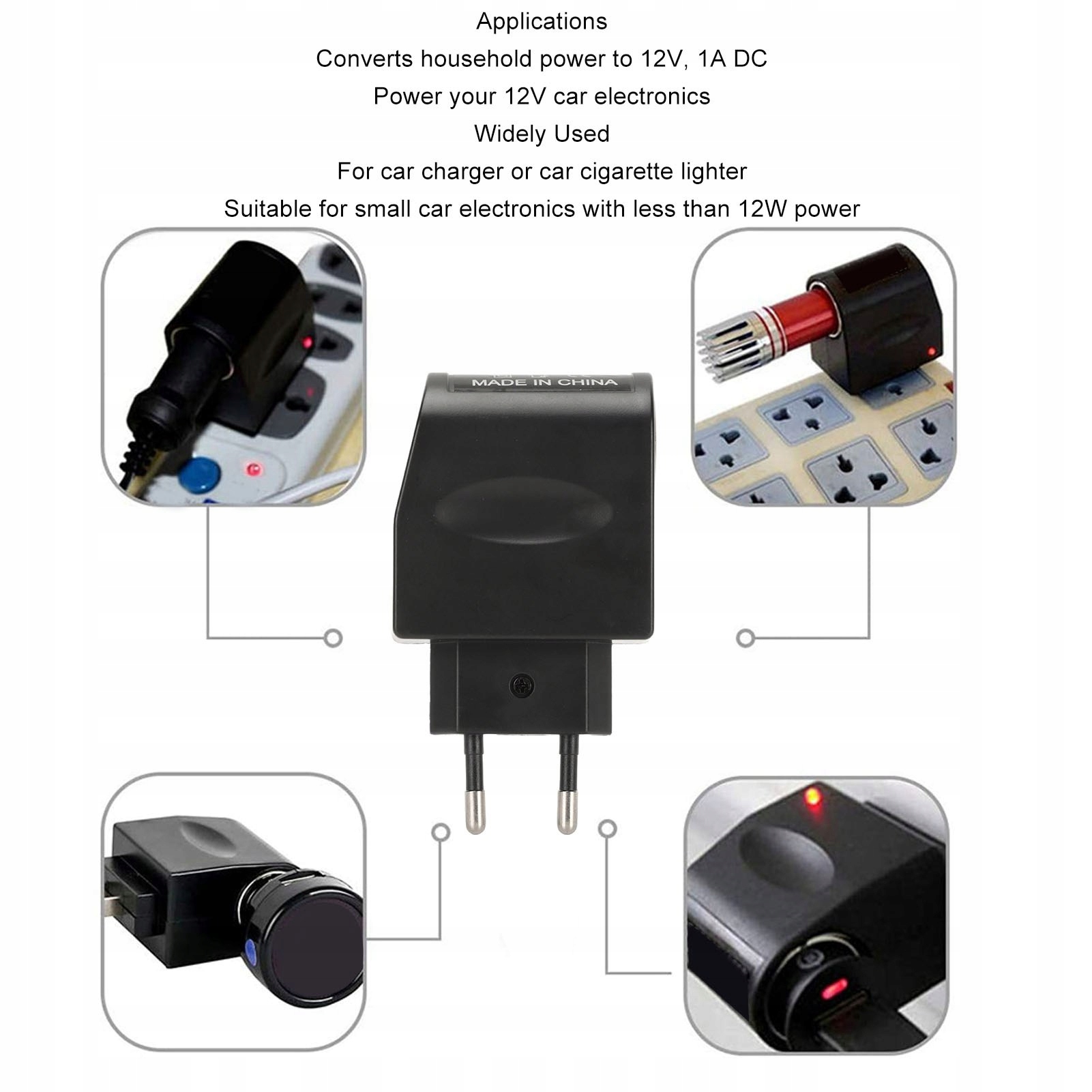 ADAPTER DO ZASILACZA 110V-240V AC NA 12V DC KONWERTER ZASILANIA SAMOCHODOWE Marka bez marki