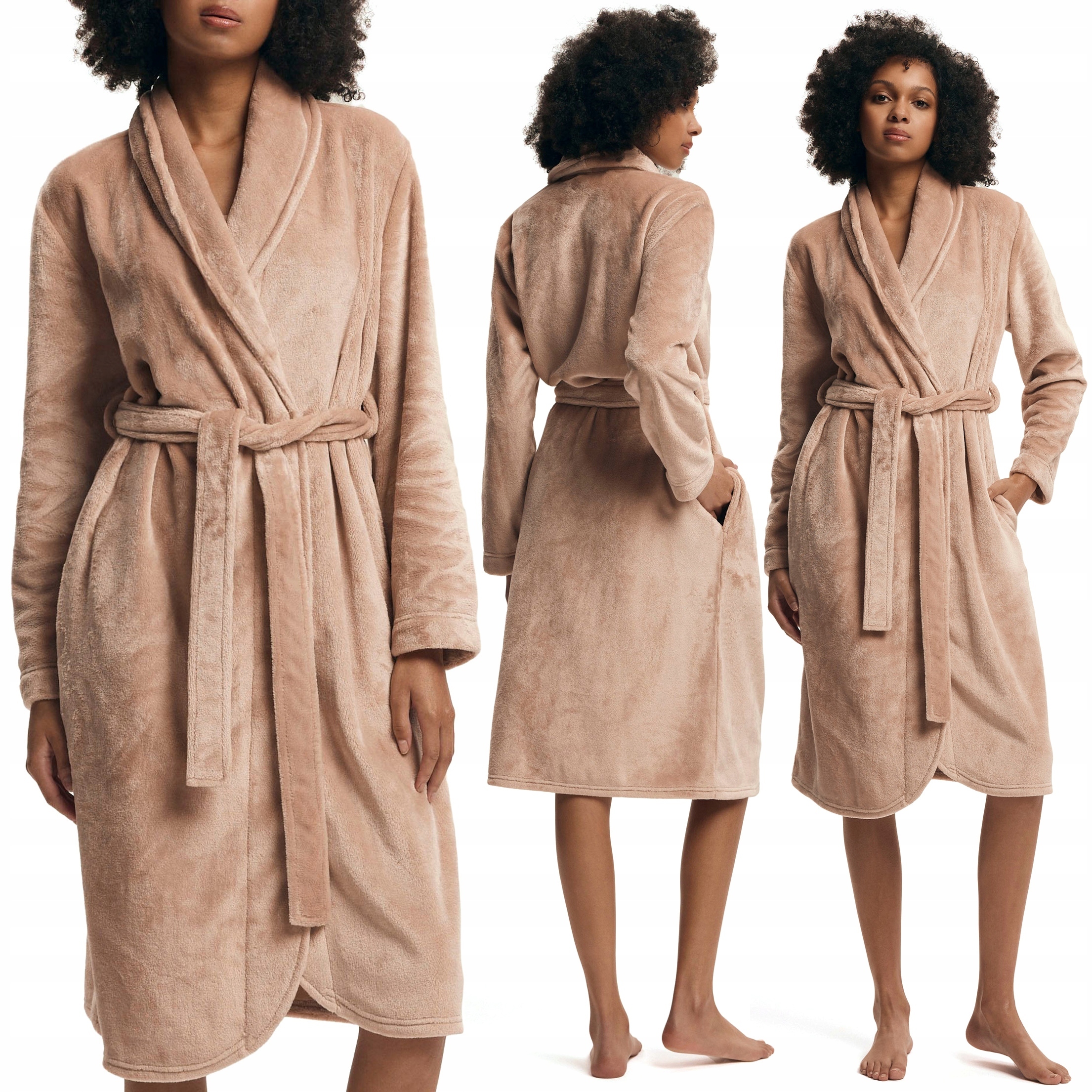 Měkký luxusní dámský plyšový župan s páskem Henderson M