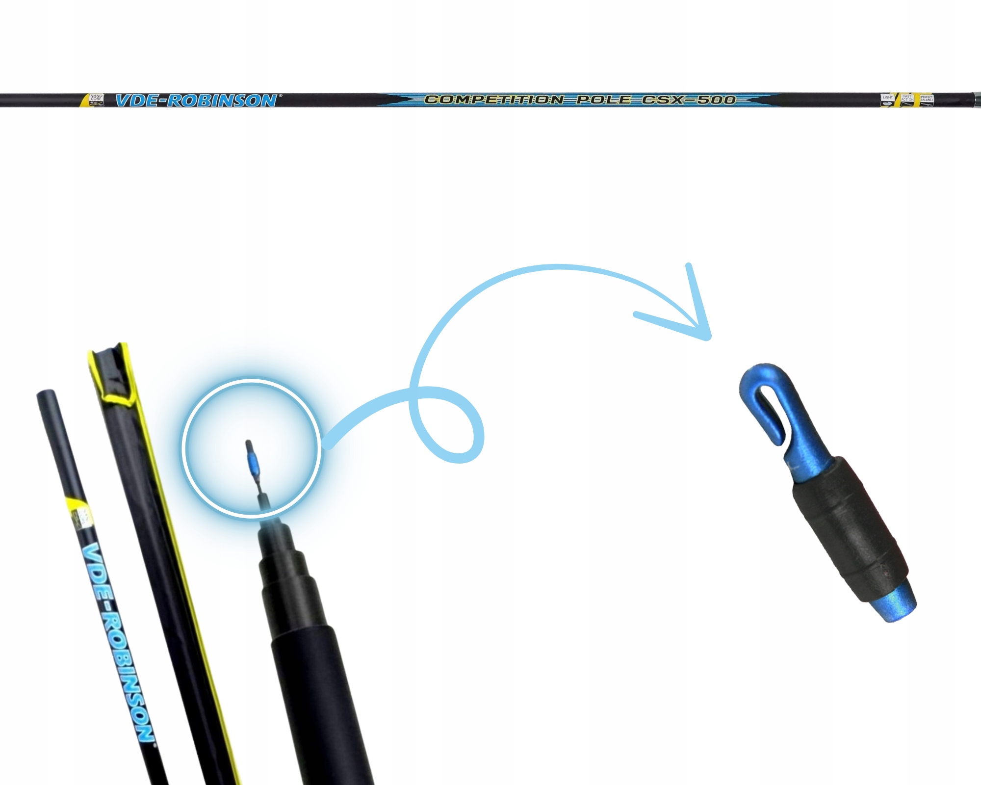 Lehký uhlíkový Prut Vde-robinson Competition Pole Csx 8,00 m Spojka