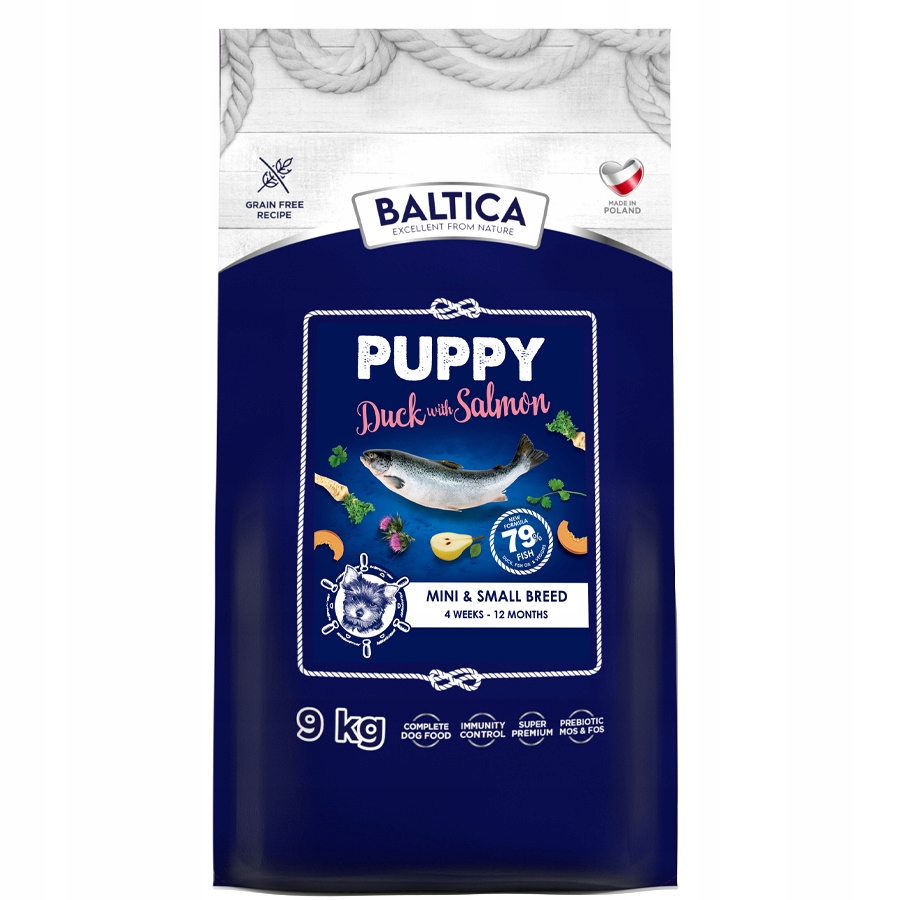 Levně Baltica Puppy Kachna s lososem Xs/s 9 kg Krmivo pro štěňata Malá plemena