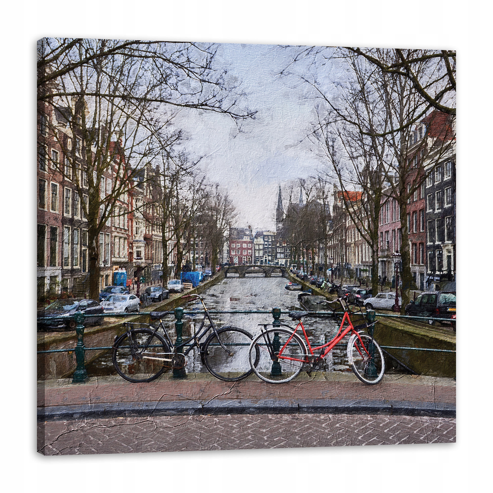 Obraz na plátně Kola na mostě Amsterdam 90x90 cm