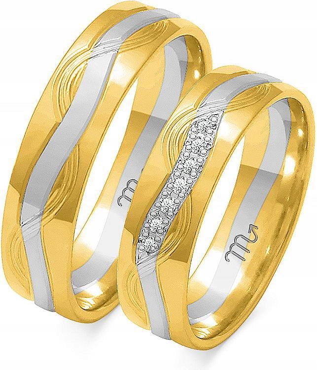 Zlatý snubní prsten pro pár 585 z roku 17 18 19 z dvoubarevného zlata