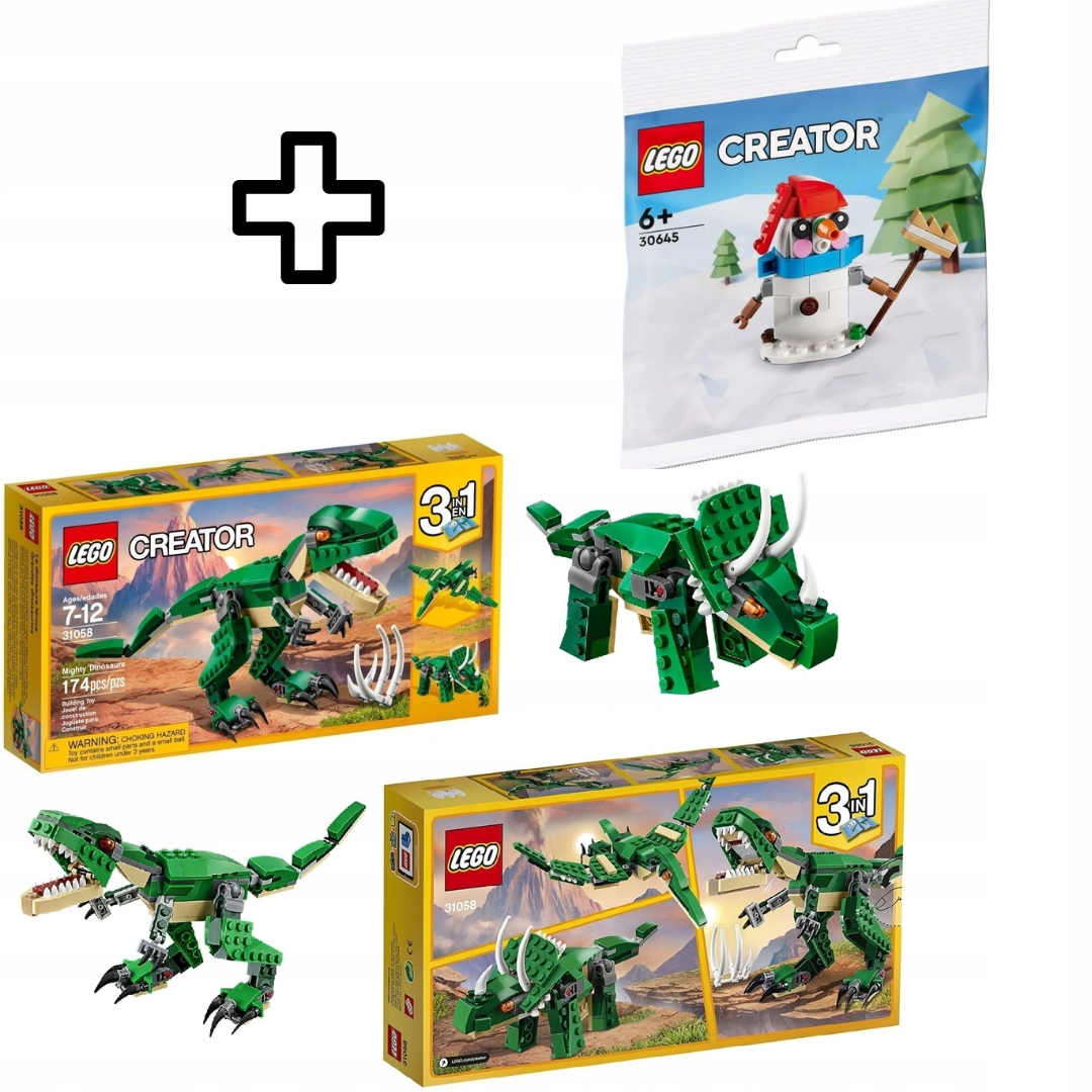 Vánoční Sada Lego Creator 3V1 Mocní Dinosauři Dárek Lego Sněhulák