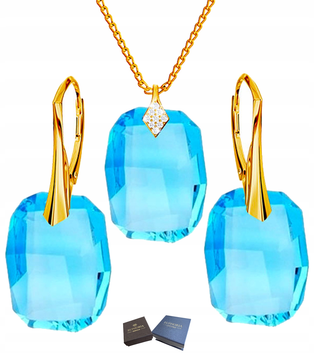 Zlatý dámský komplet Náhrdelník Náušnice Stříbrné šperky 925 Pro ženy