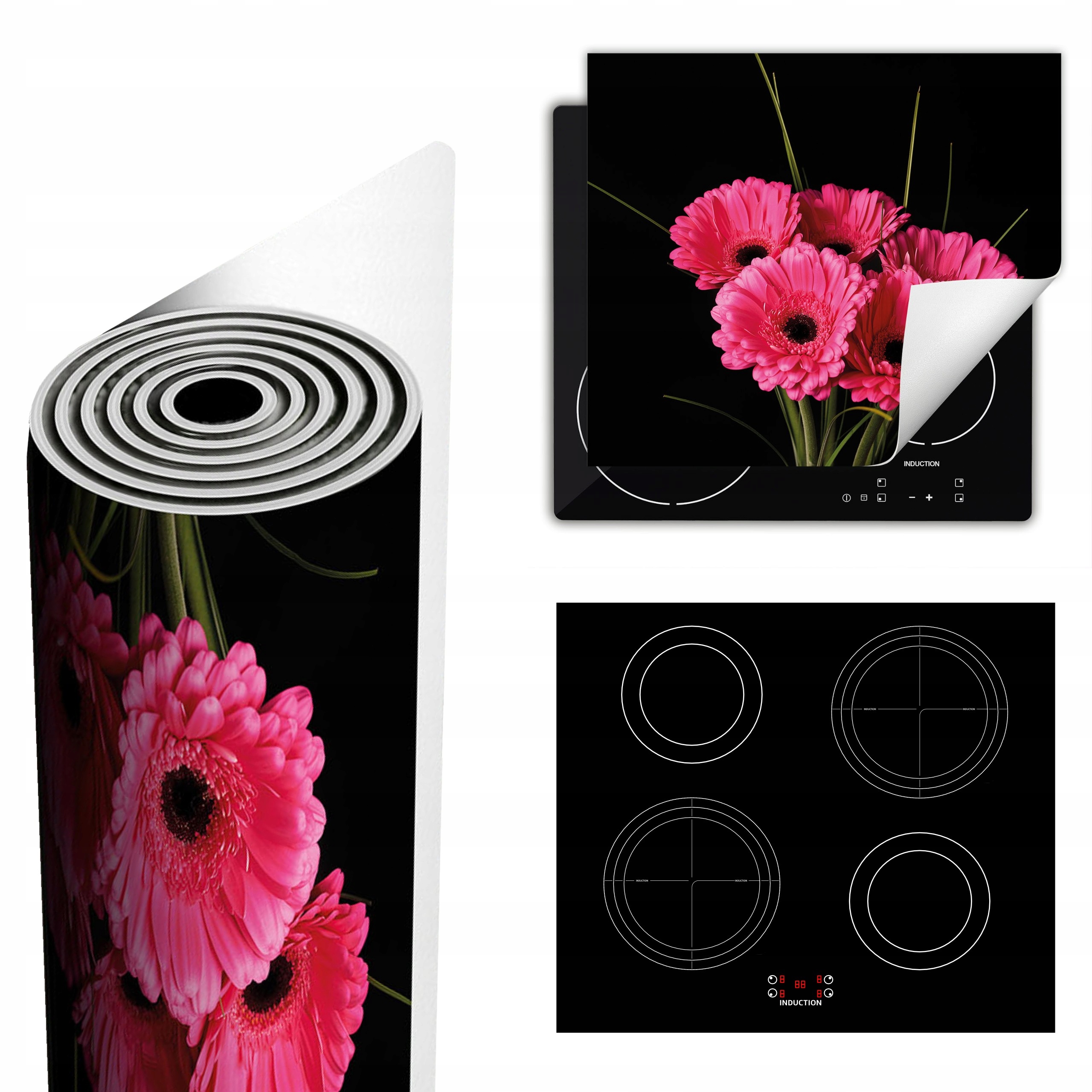 MATA OCHRONNA NA KUCHENKĘ TO WIĘCEJ MIEJSCA 60x52 czarna - bukiet