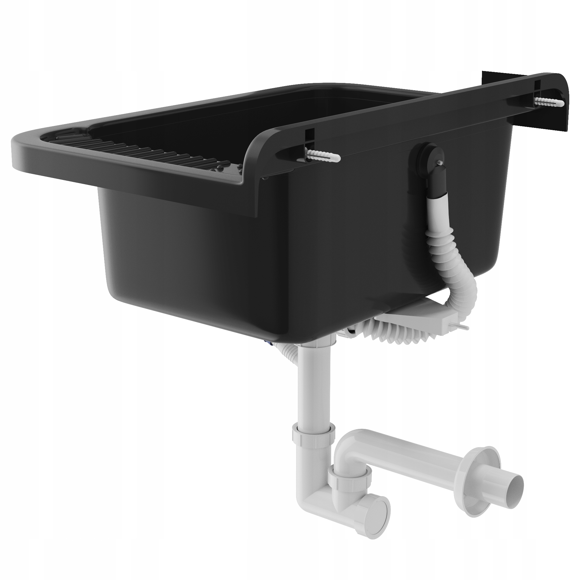 ZLEW GOSPODARCZY TECHNICZNY SZARY KOMORA ROBOCZA PRALNIA GARAŻ NEGRA DUŻA Krótszy bok 38 cm