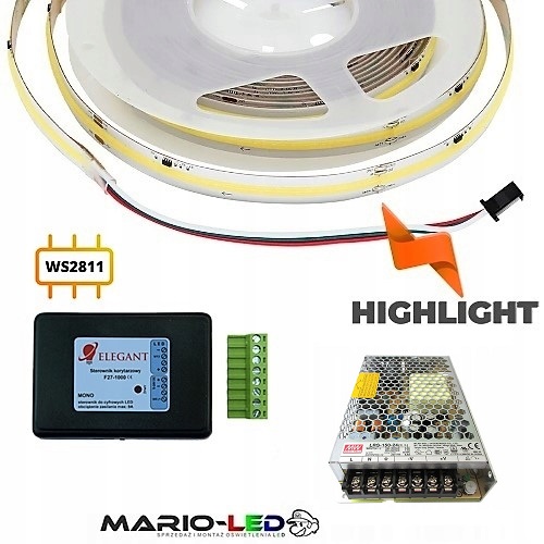 Sada tečúce svetlo Cob Mono 24V 10m s diaľkovým ovládaním