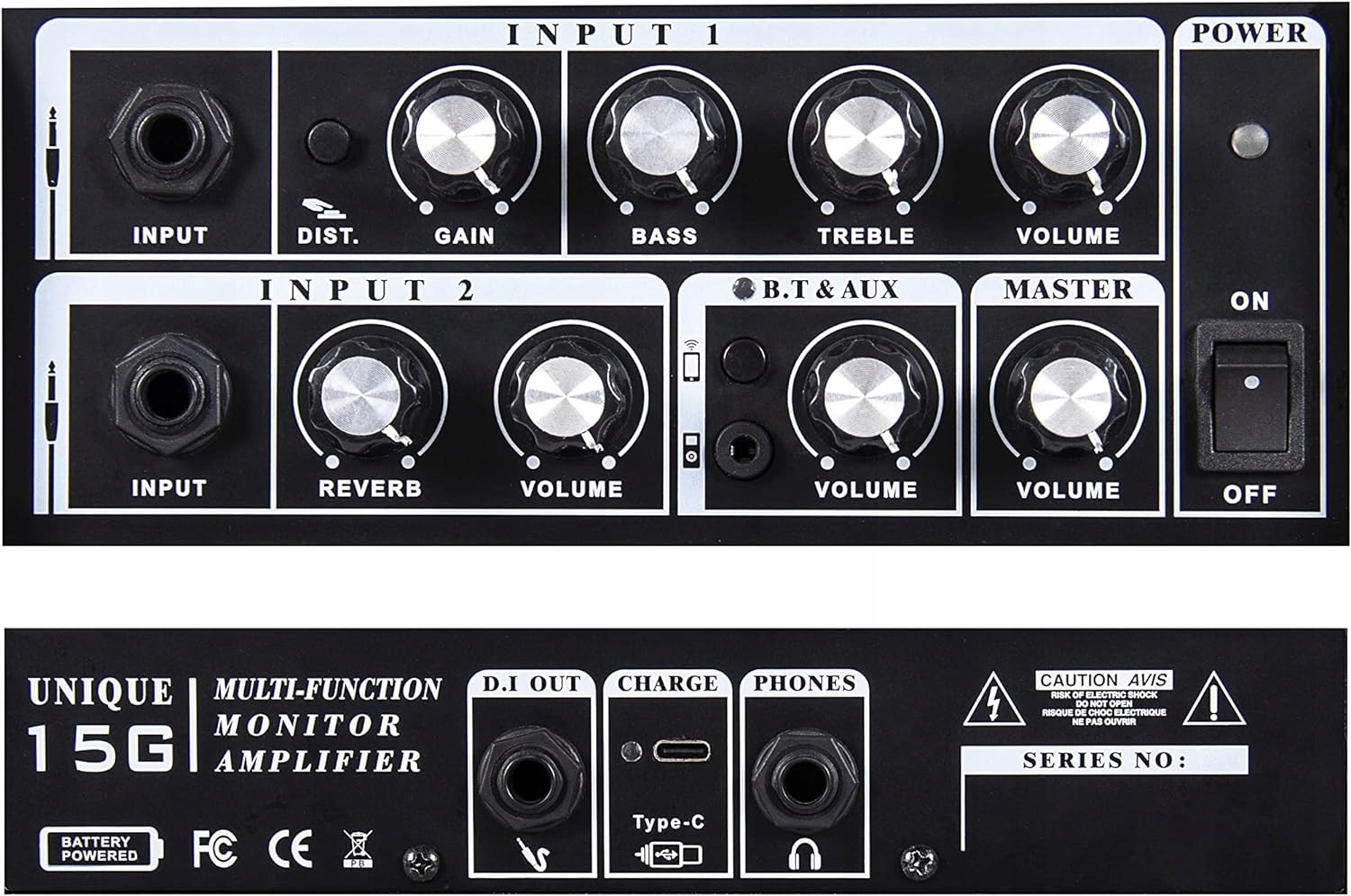 WZMACNIACZ GITAROWY KONTROLA WZMOCNIEN POGŁOSU Z FUNKCJĄ GŁOŚNIKA BLUETOOTH Kod producenta Coolmusic 15G