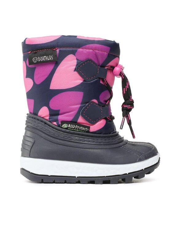 Śniegowce Dziewczęce Boatilus Joggy Sport Velcro Navy Pink 26/27