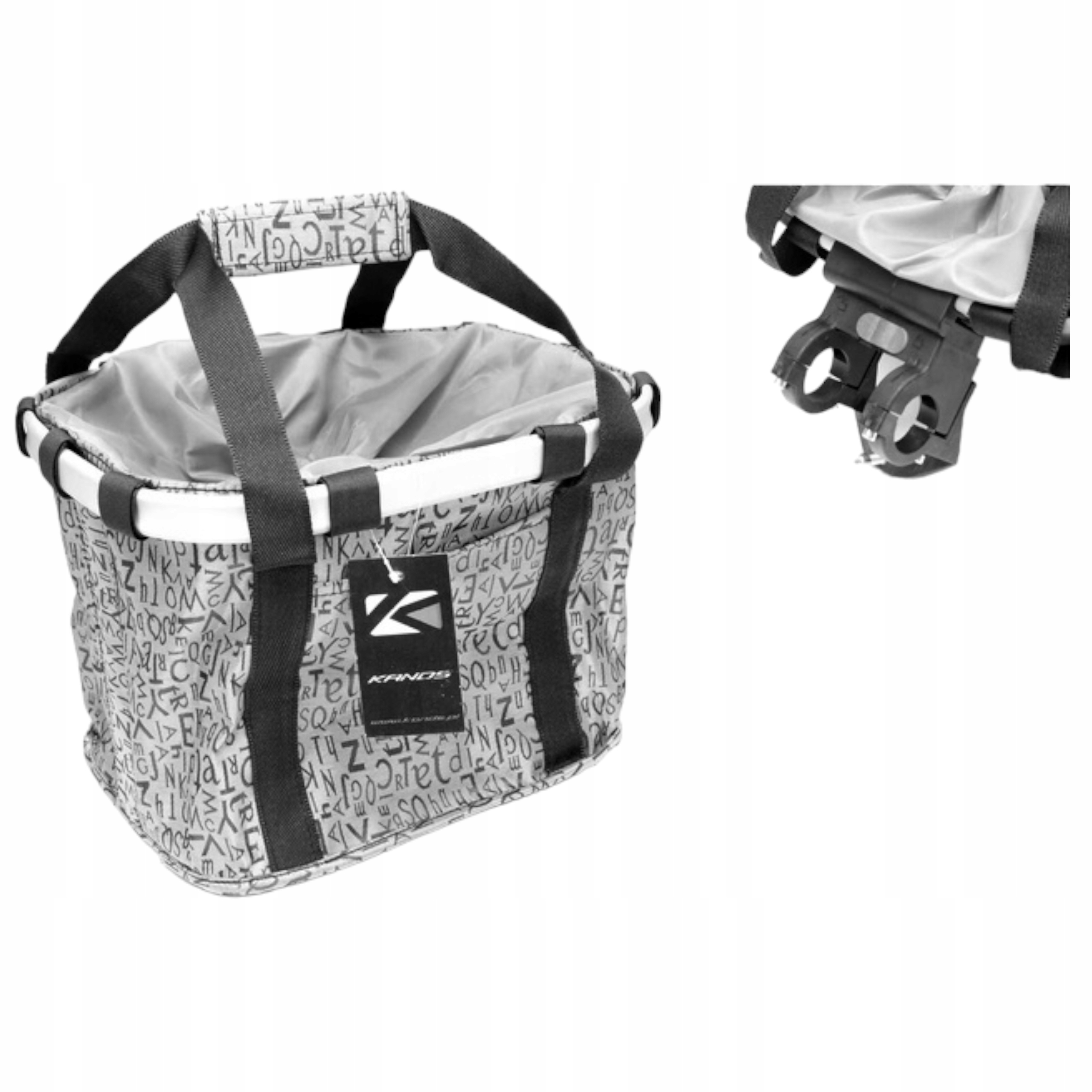 KOSZYK NA ROWER DUŻY ALUMINIOWY KOSZ TORBA NA KIEROWNICE KLIK SZARY