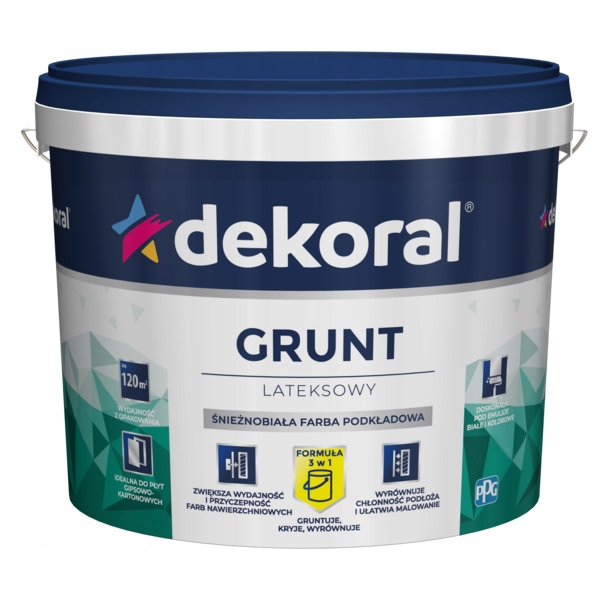 

Śnieżnobiała farba podkładowa Grunt Dekoral 5L