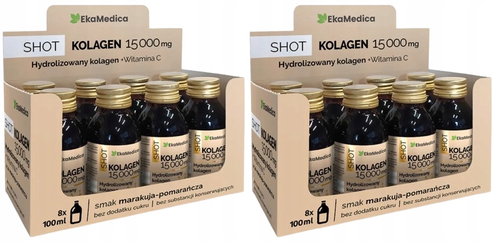 EkaMedica Shot kolagen 15 000 mg 16 x0,1L Marakuja na Stawy Kości Włosy