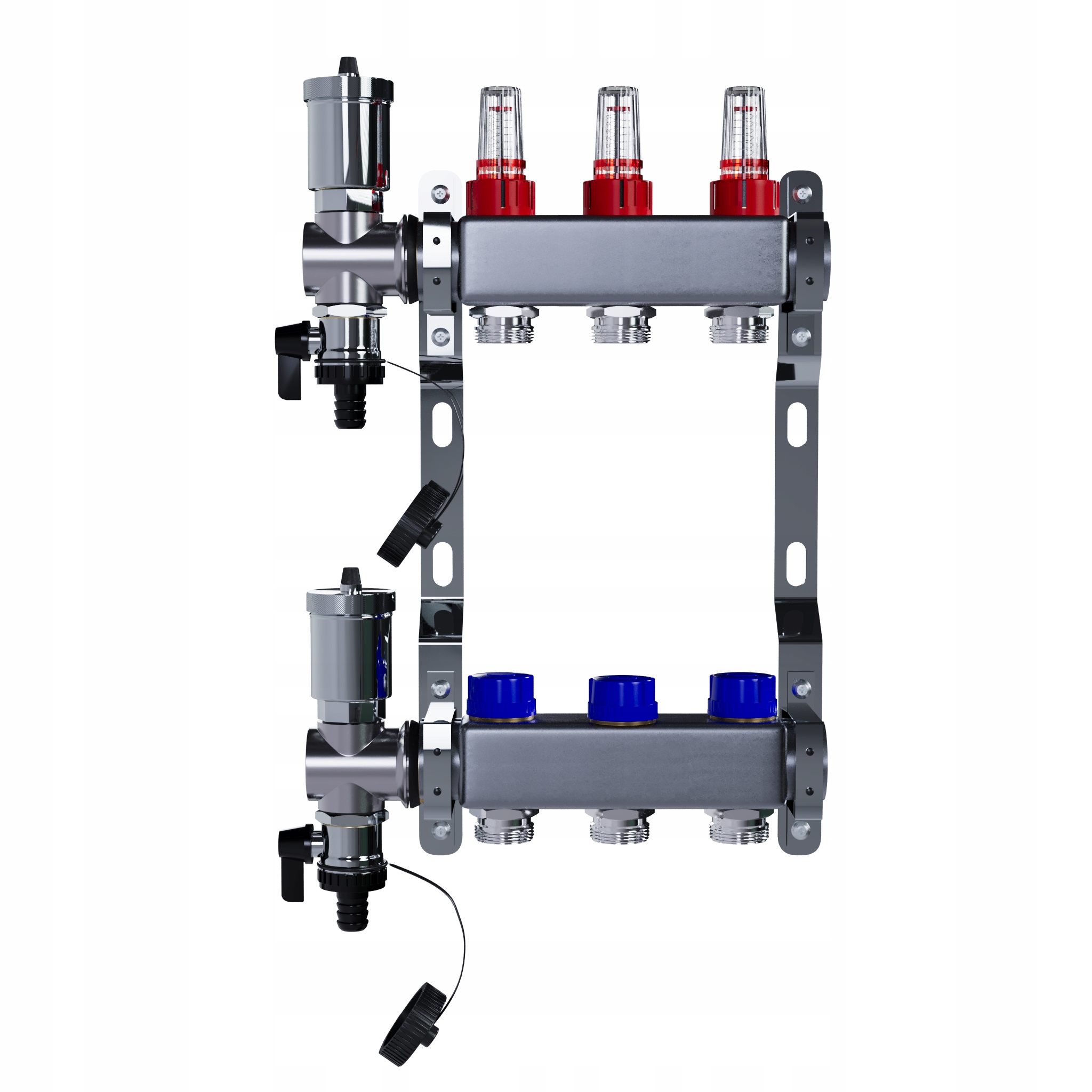 Rozdělovač pro podlahové vytápění s 3 nerezovými okruhy pro podlahové vytápění