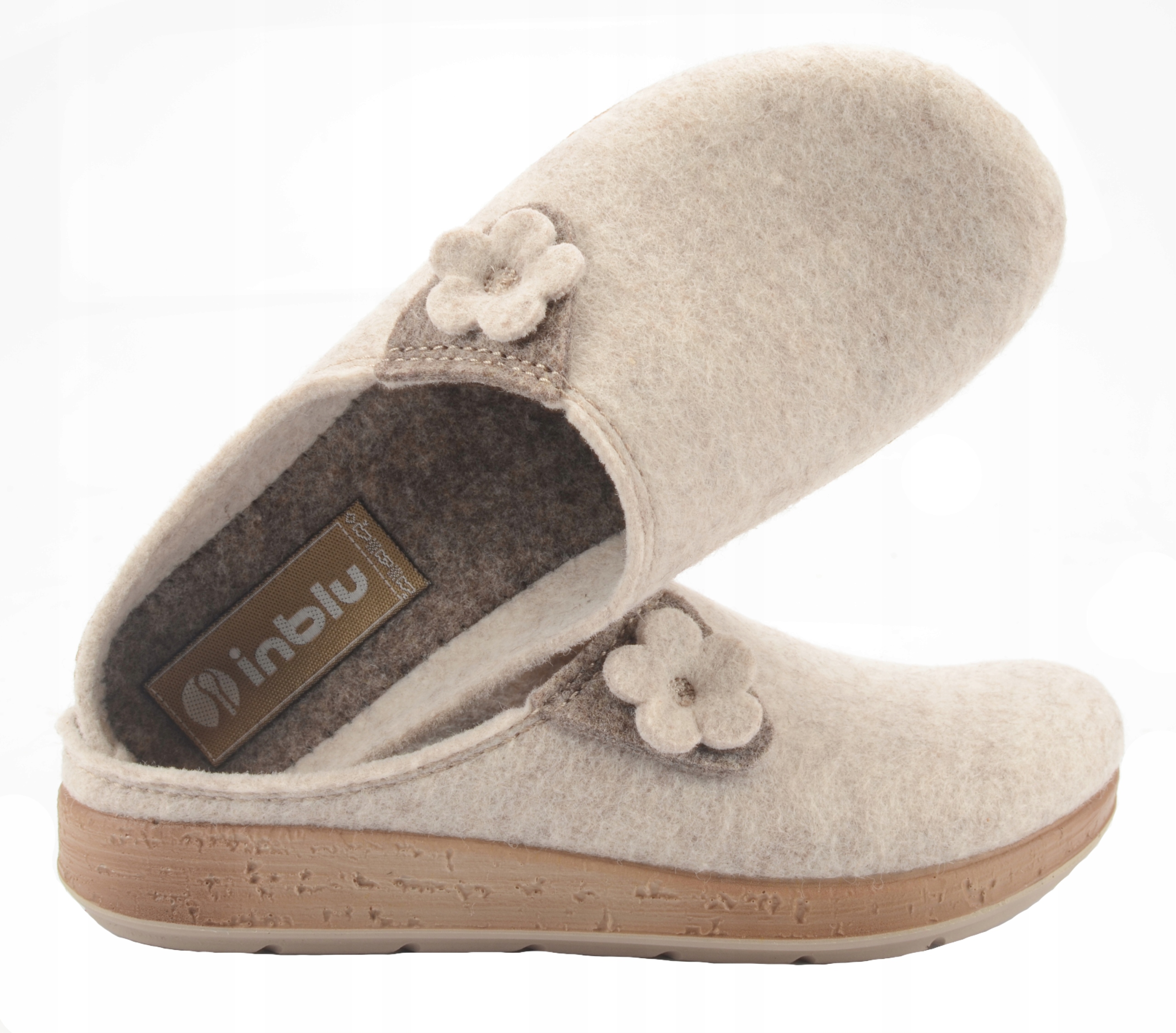 INBLU KAPCIE FILCOWE KLAPKI DAMSKIE AD25 BAMBOSZE DOMOWE LEKKIE BEŻOWE 36