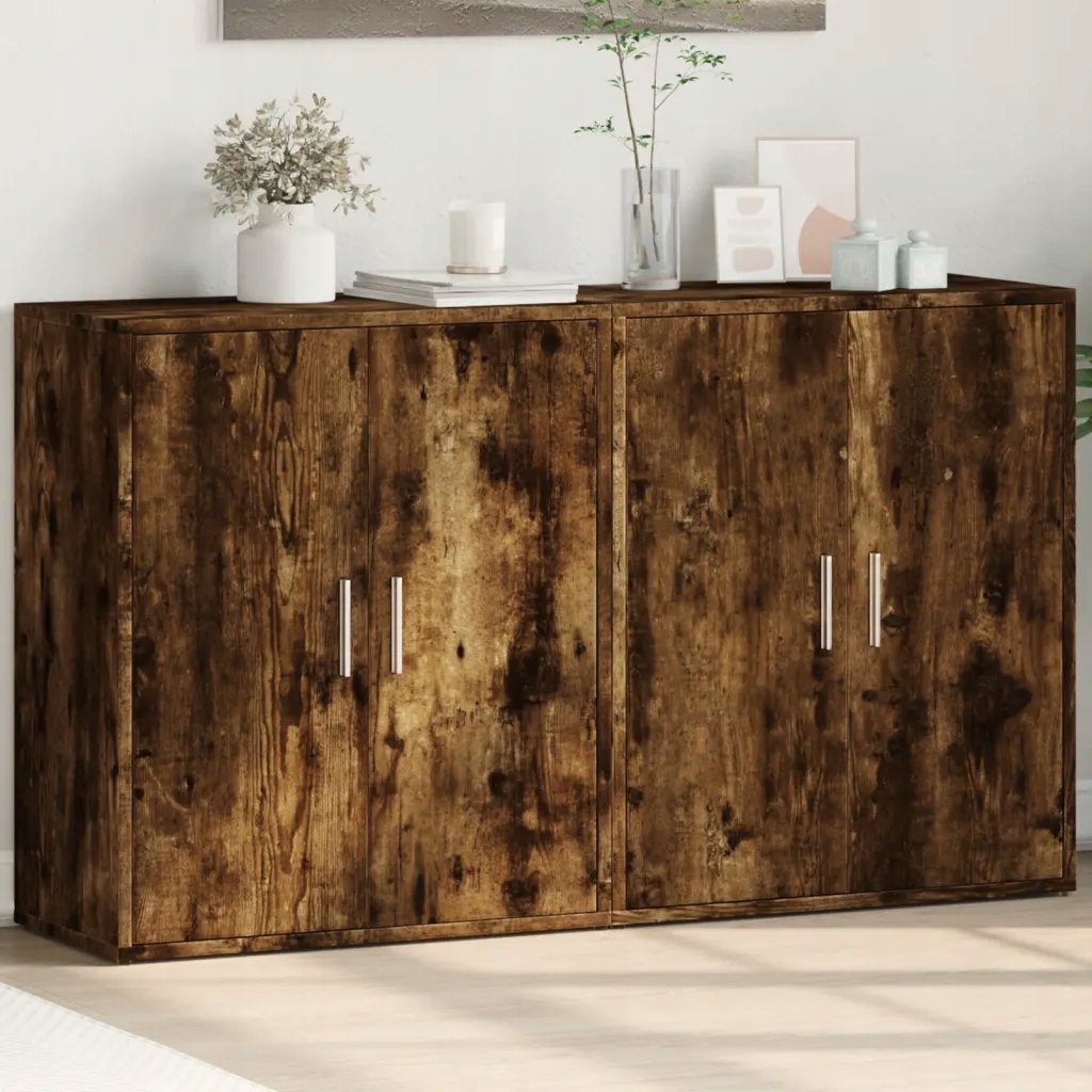 Příborníky 2 ks kouřový dub 60 x 31 x 70 cm kompozitní dřevo Hnědá 3276543