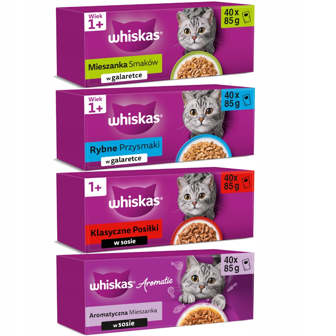 Whiskas Adult 160x85g Mokra Karma Dla Kota Zestaw Smaków Sos Galaretka