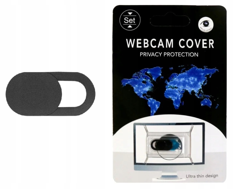 ZAŚLEPKA ZASŁONKA KAMERY KAMERKI DO LAPTOPA TELEFONU TABLETA CZARNA
