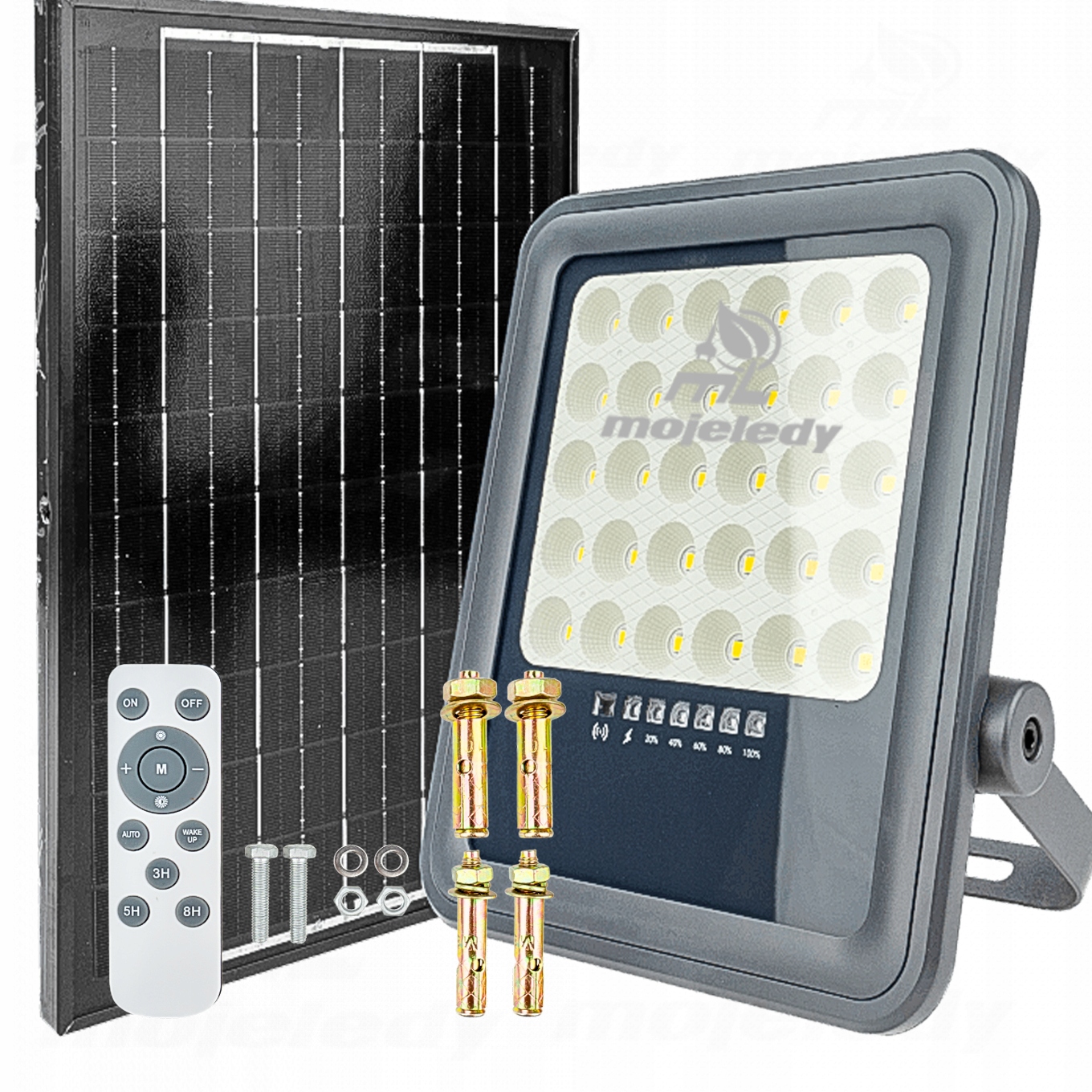 Led reflektor 100 W s solárnym panelom 900 lm 10 Ah, senzor súmraku