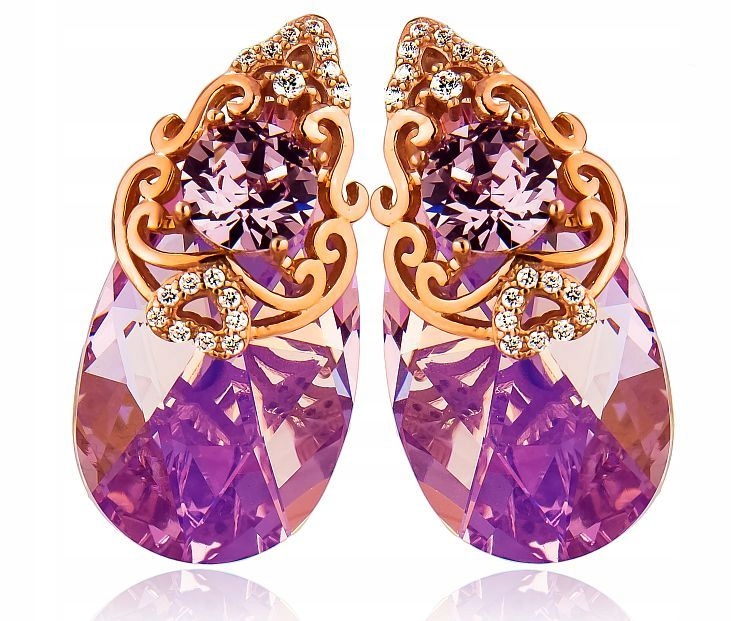 Krystaly Náušnice Ametyst Aure Rose Gold