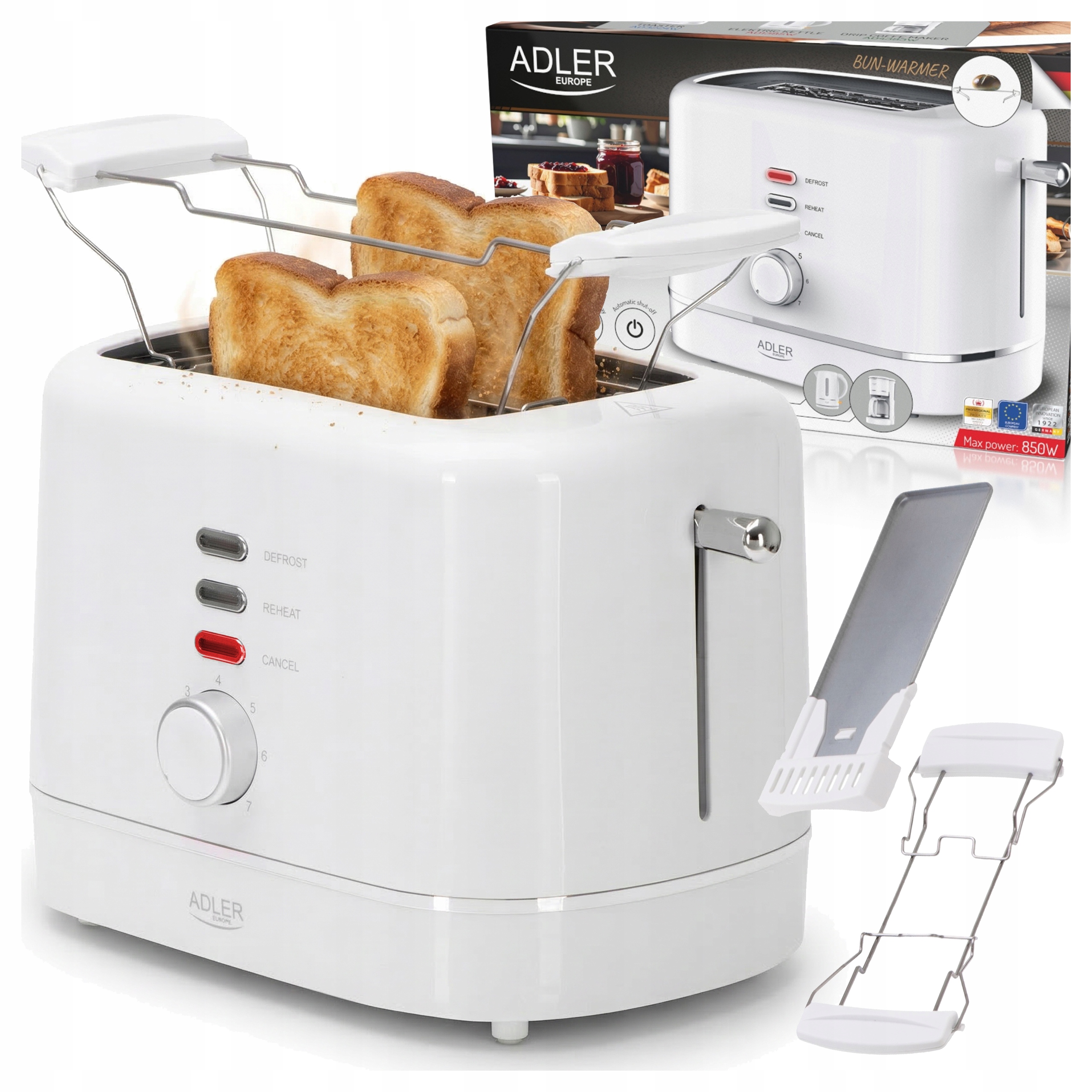 Toster z Rusztem do Bułek 7 Poziomów Opiekania Funkcje Rozmrażania