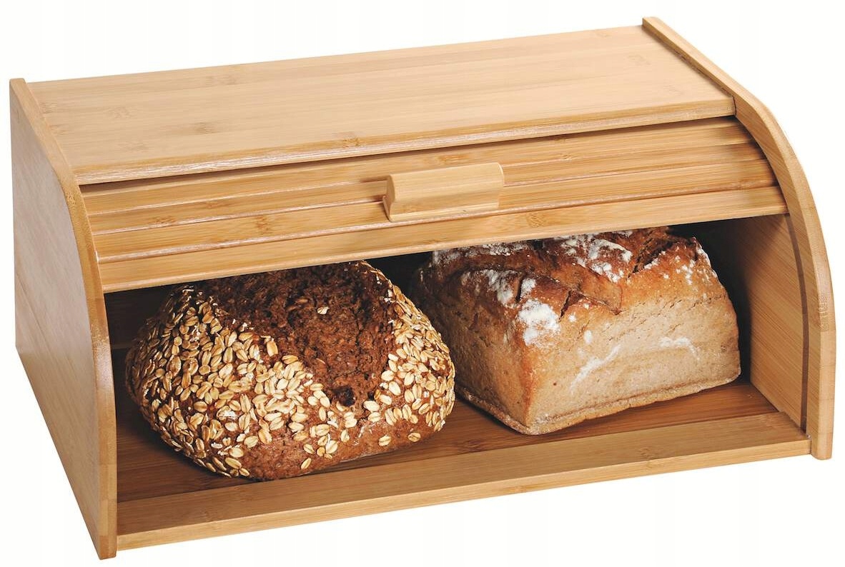 Dřevěný chlebník s rolovacím víkem z bambusu, 40 x 27 x 16,9 cm Kesper