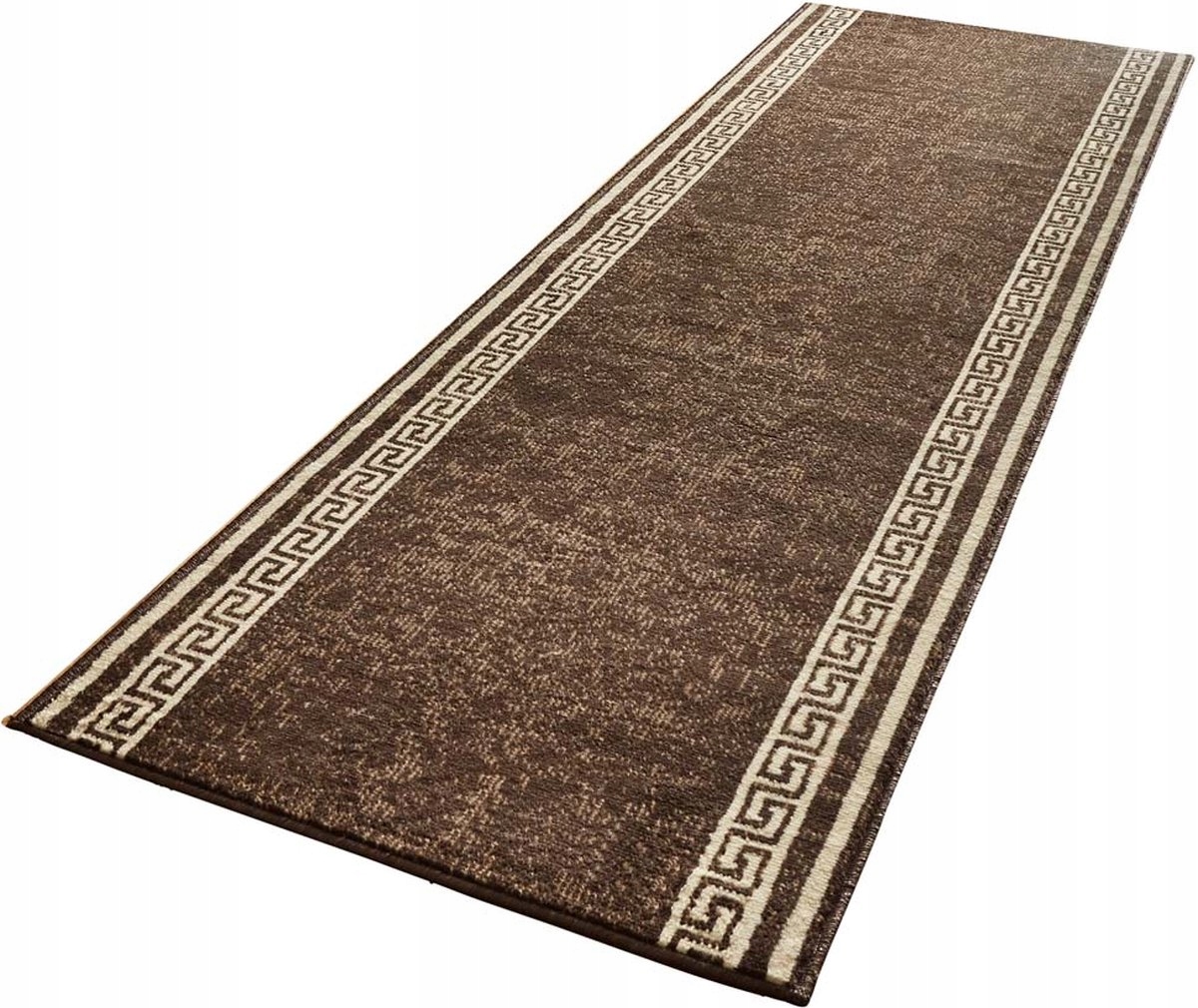 Koberec Běhoun 80x250 cm, tradiční vzor do předsíně, krémová hnědá barva